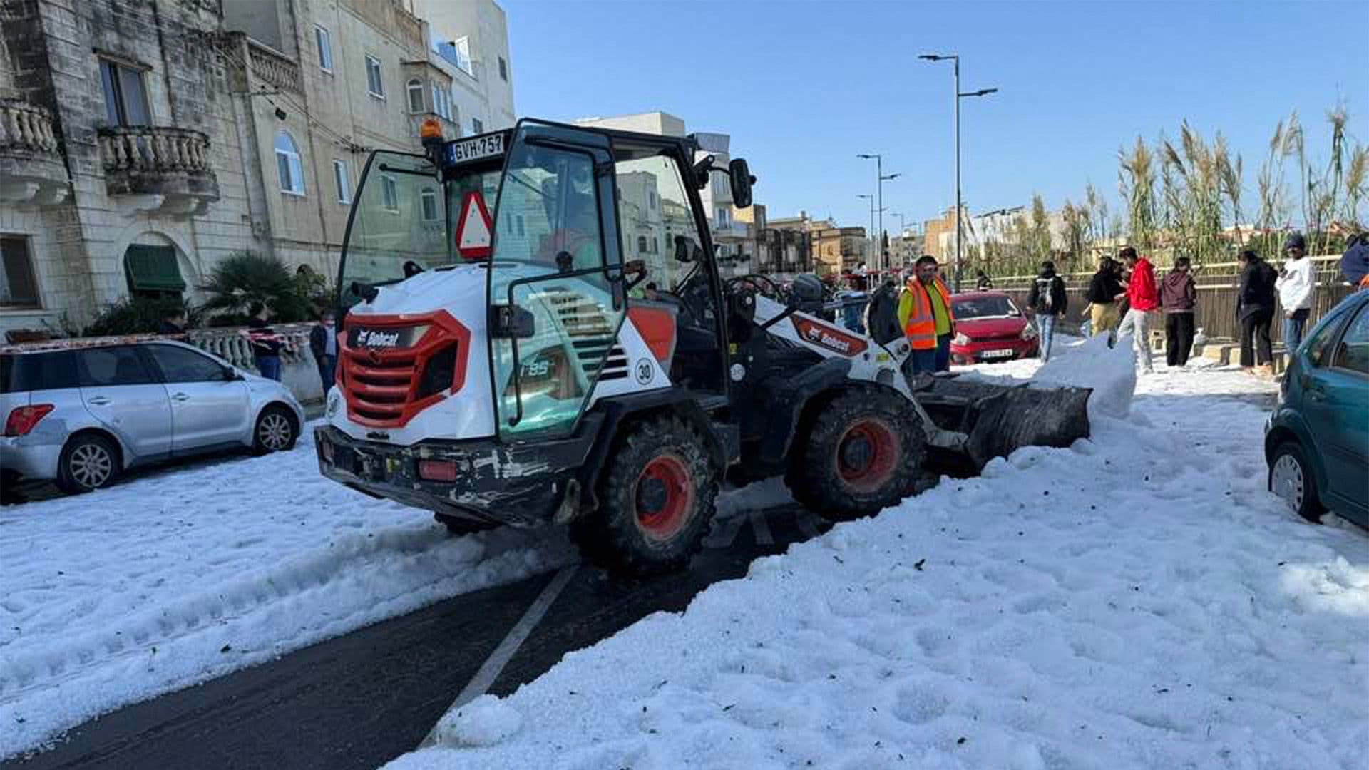Cleaning Operations In Rabat Due To Thick Hail Blankets