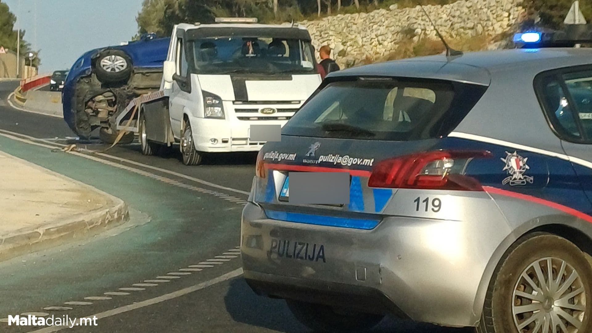 Car Overturns In Mġarr-Mosta Road On Sunday