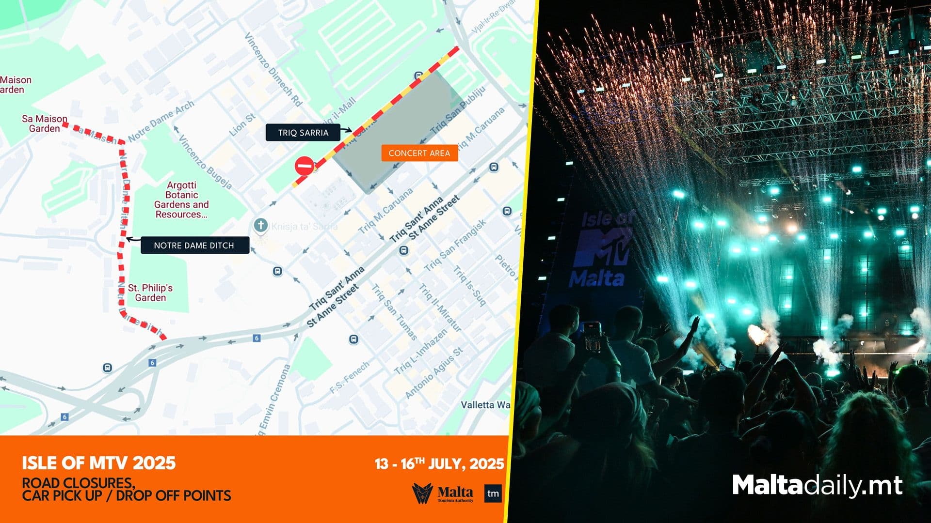 Road Closure In Floriana For Isle Of MTV Concert