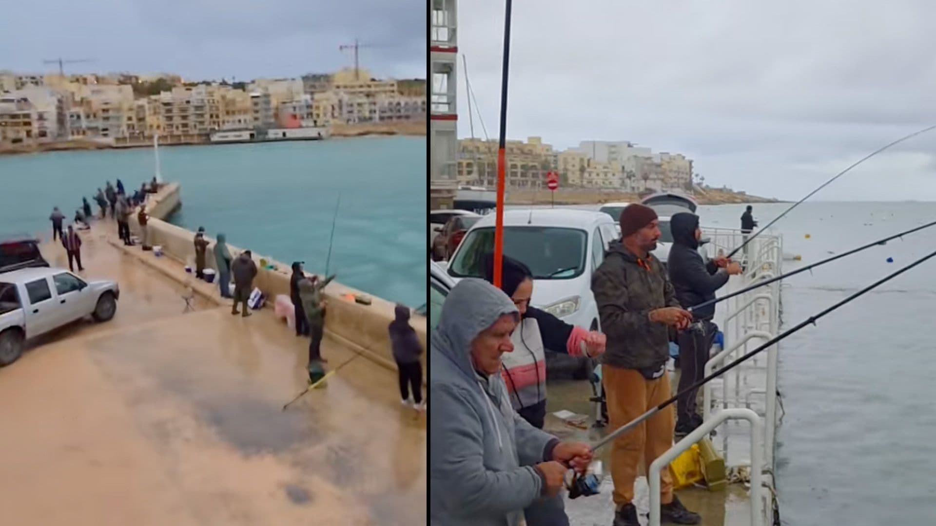 Fishermen Take To Marsaskala As Storm Harry Brings Fish Close To Shore