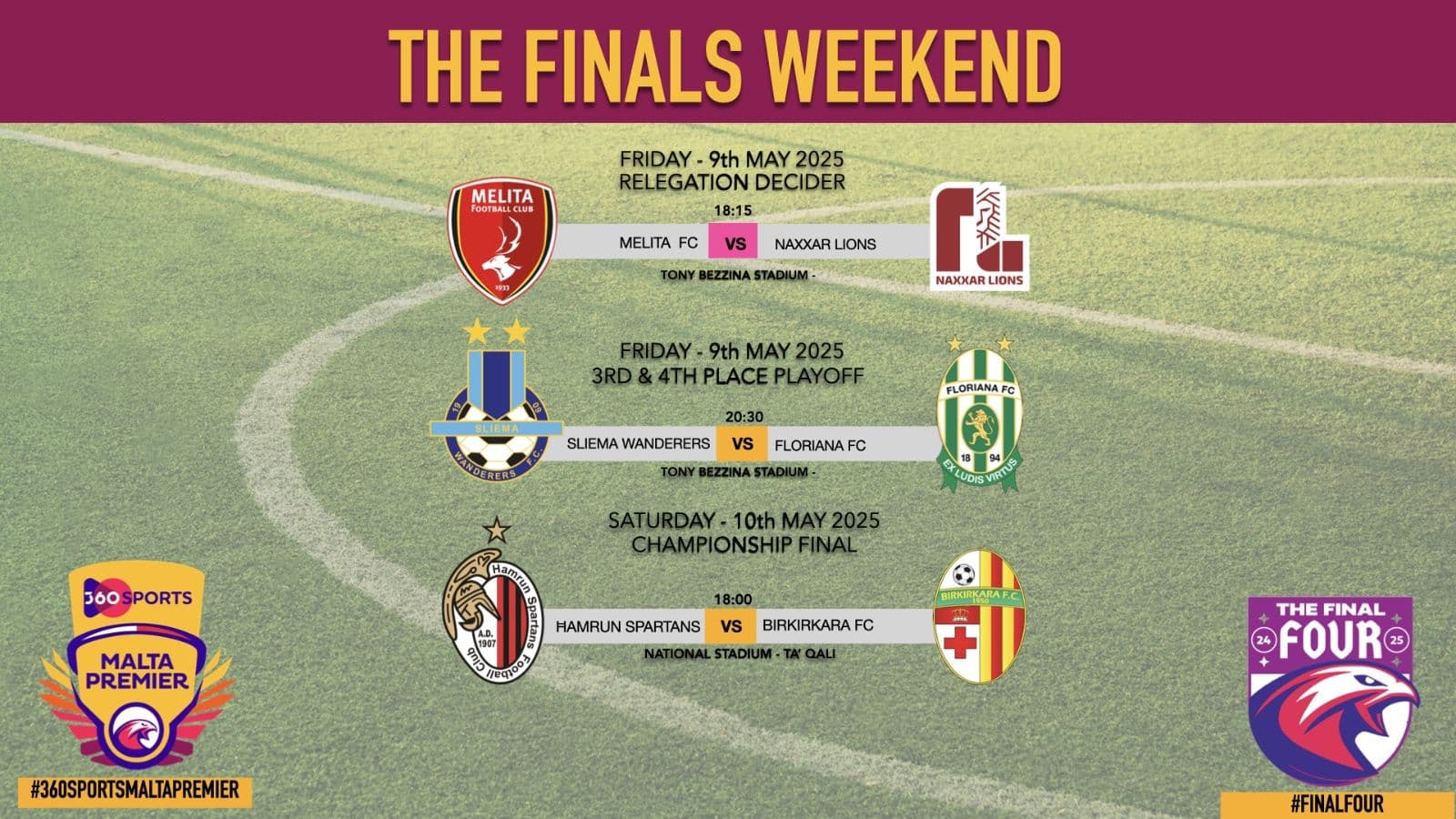 Ħamrun Spartans and Birkirkara to face off in the Championship Final on Saturday, 10th May, at 18:00PM