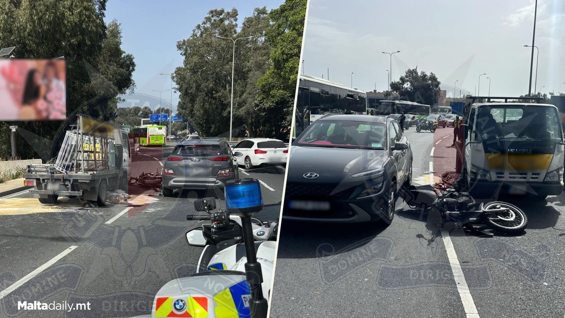 Three Vehicle Accident In Aldo Moro: Motorcyclist Hospitalised