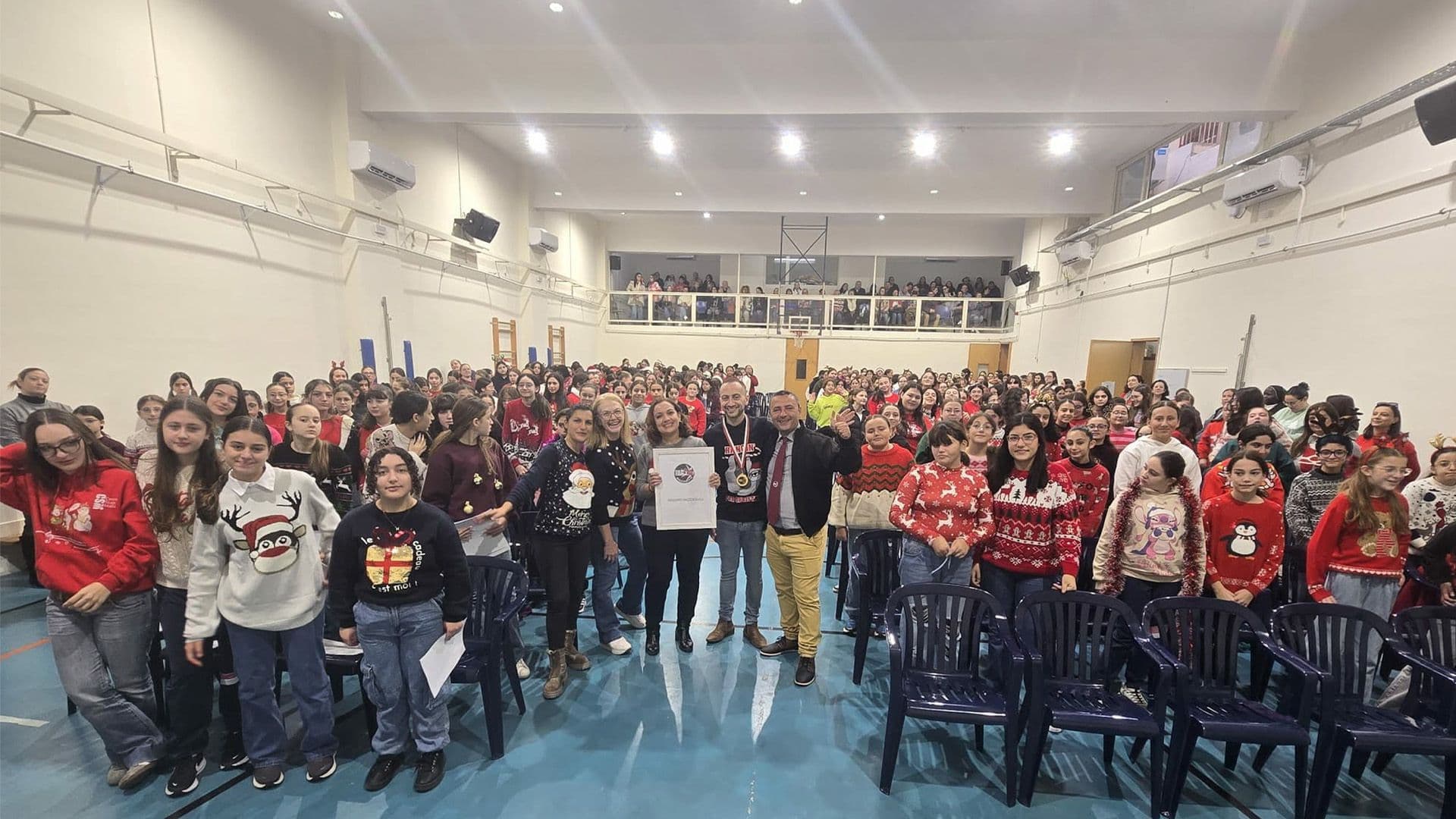 School Breaks Local Record For Most Persons Wearing Christmas Sweaters