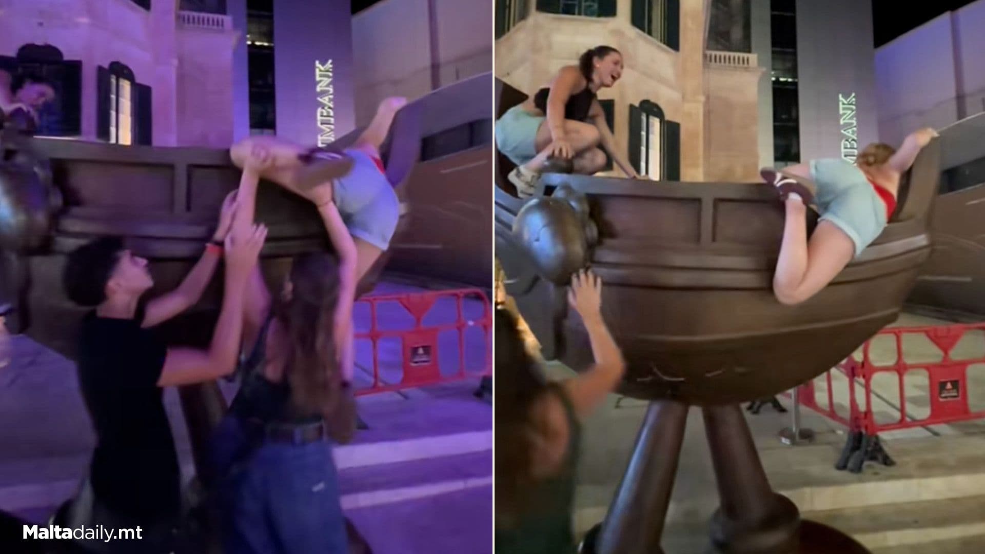 Youth Filmed Climbing Onto Sculpture In Paceville