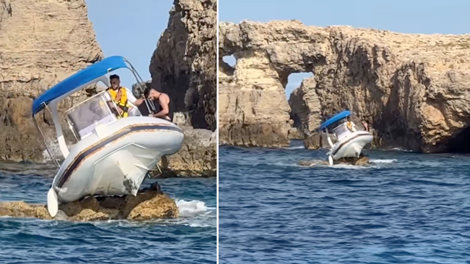 Boat ‘Parked’ On Rock In Middle Of Blue Lagoon Goes Viral