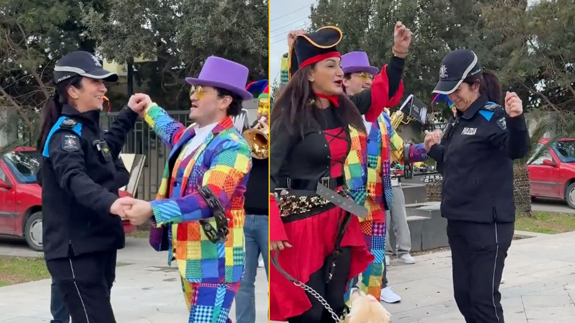 Police Officer Joins In On Santa Luċija Carnival Celebration