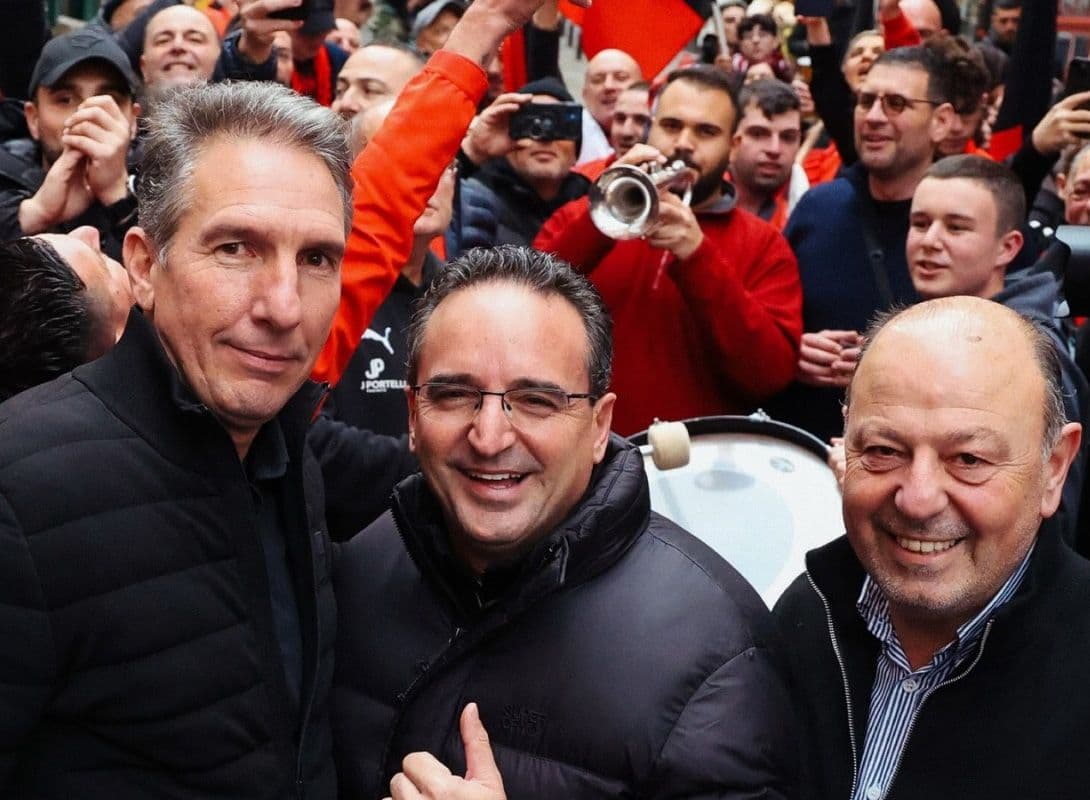 Joseph Portelli, President of Hamrun Spartans, Stands Among Loyal Supporters in Dublin