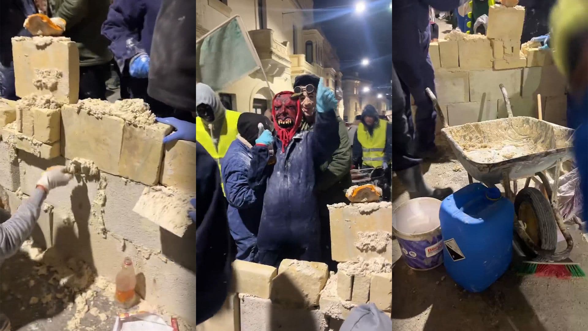 They Actually Built a Wall During The Nadur Carnival Celebrations