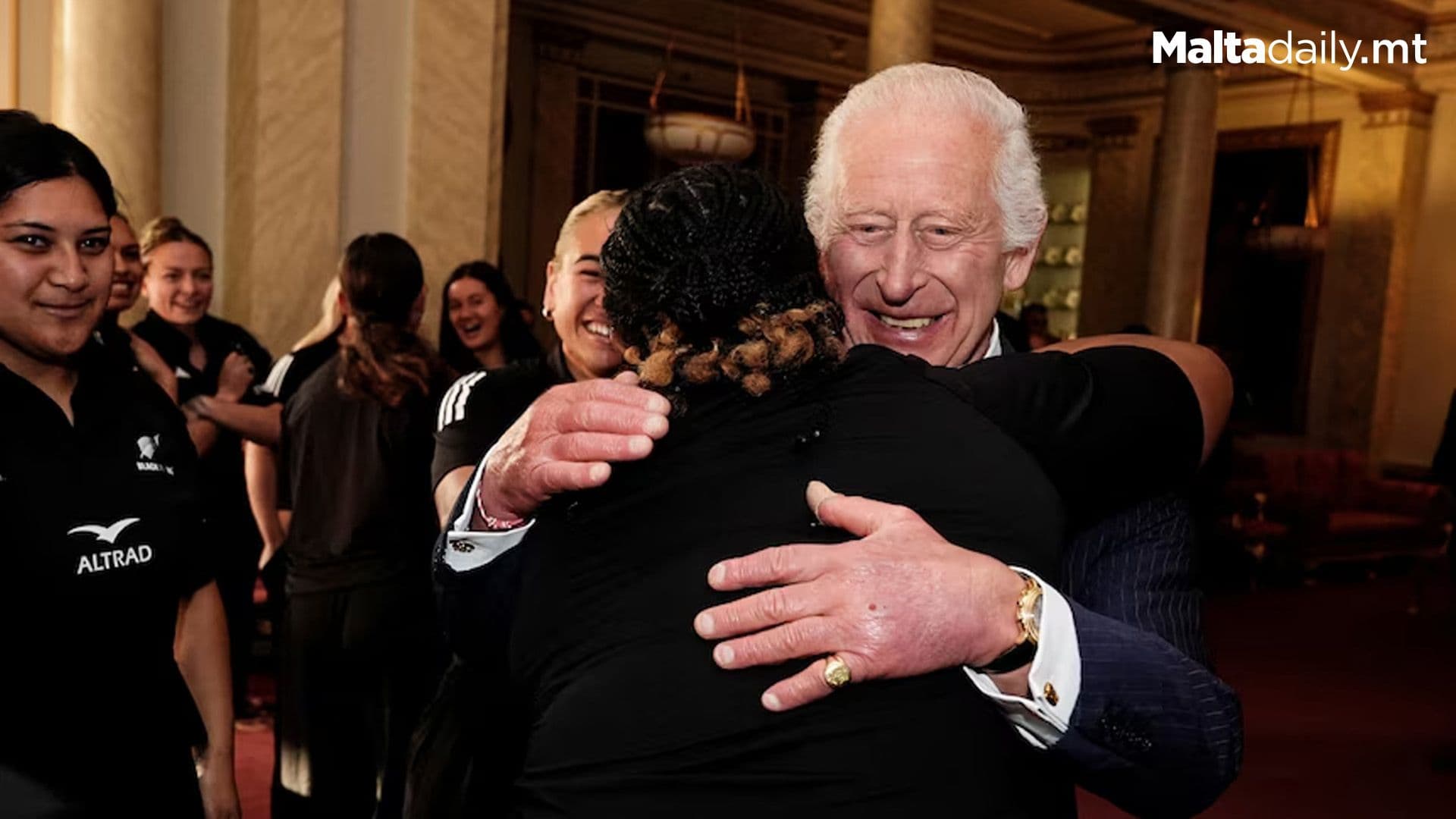 King Charles Given Massive Bear Hug By New Zealand Women’s Rugby Team