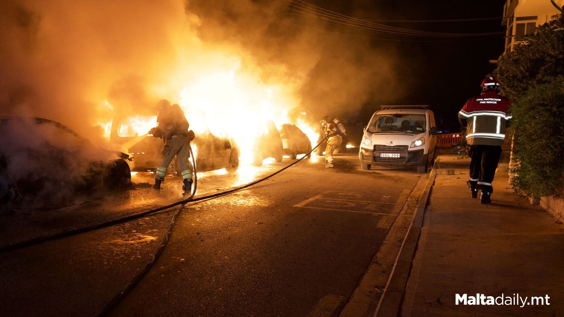 In Photos: CPD Extinguish 7 Car Fire In Marsaskala