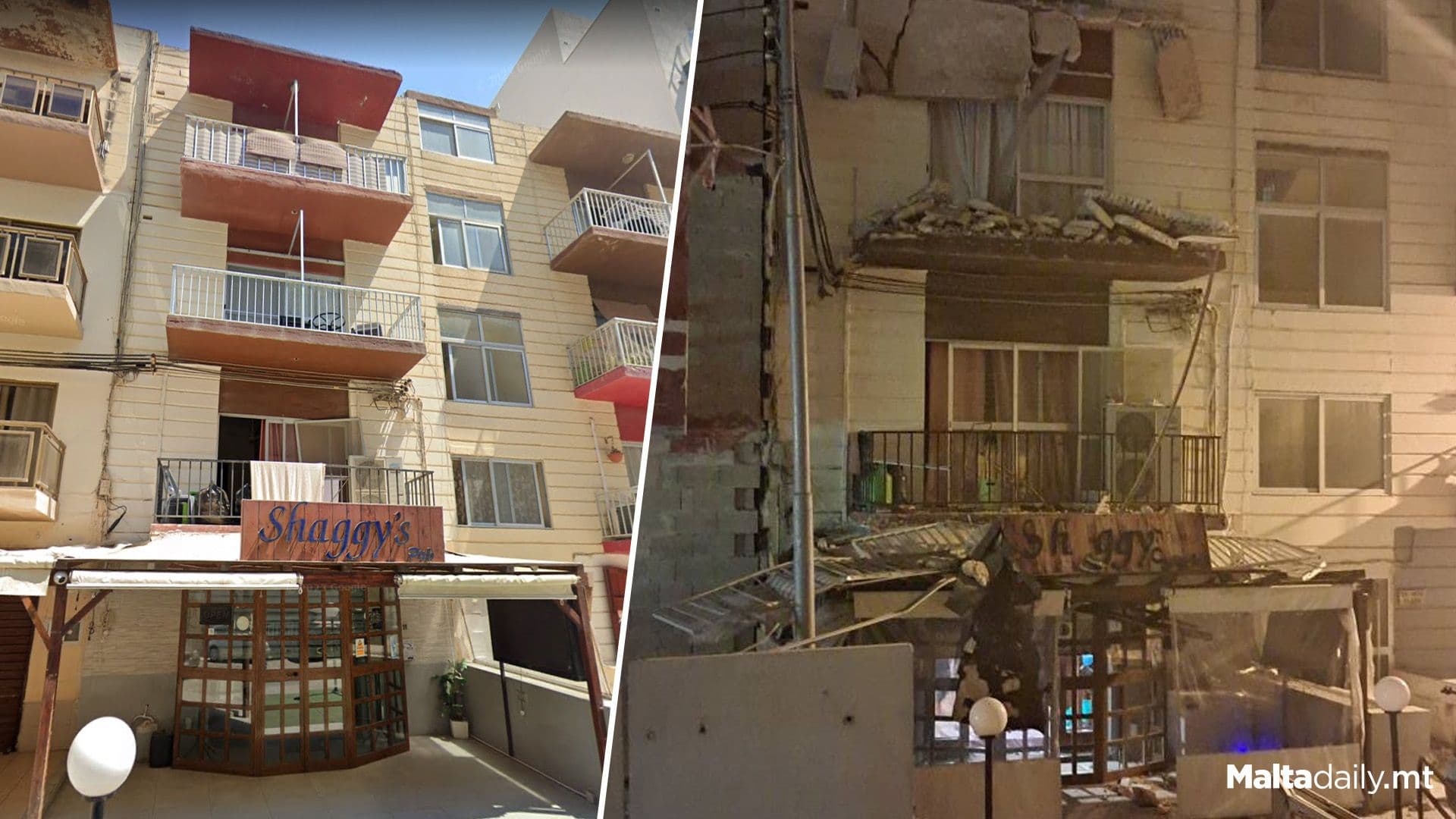 Two Balconies Collapse Onto Shaggy’s Bar In San Pawl Il-Baħar