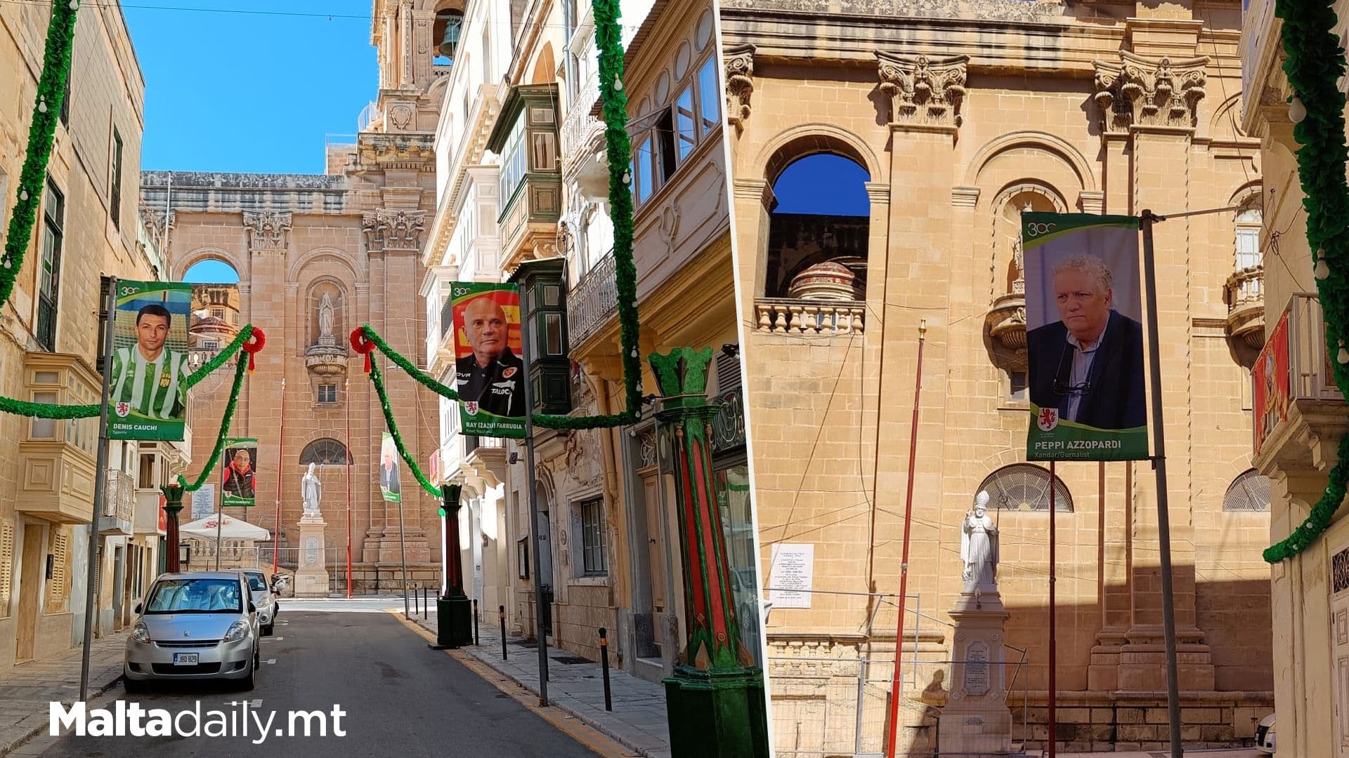 Peppi Azzopardi & Ray Żażu Farrugia Banners Erected In Floriana