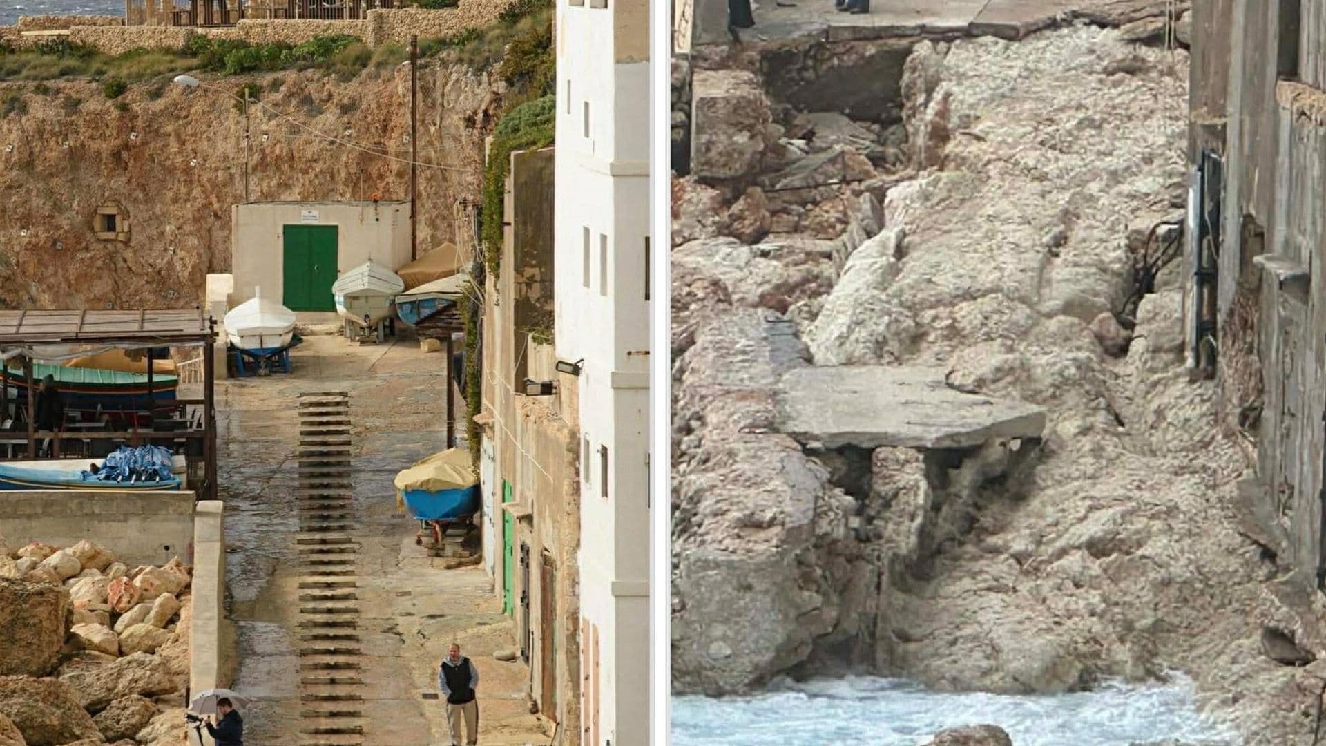 Għar Lapsi Before & After Storm Harry