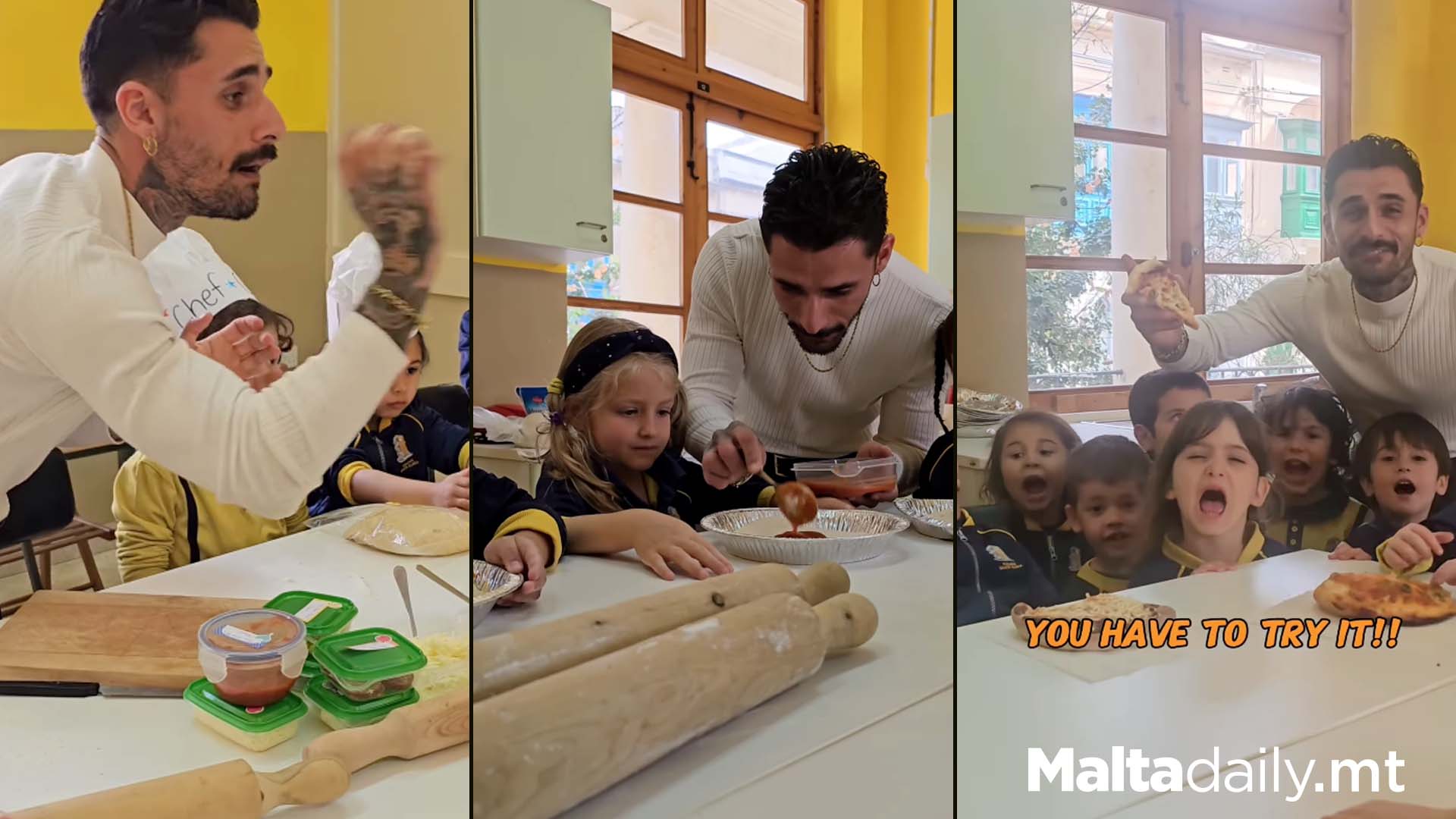 Influencer Luke Magro Cooks Pizzas With Kindergarten Students