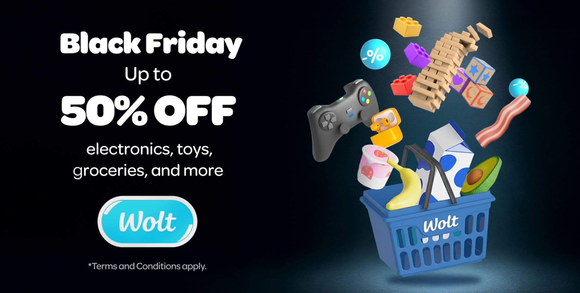 Wolt Black Friday: Up To 50% Off Electronics, Groceries, Toys & More!