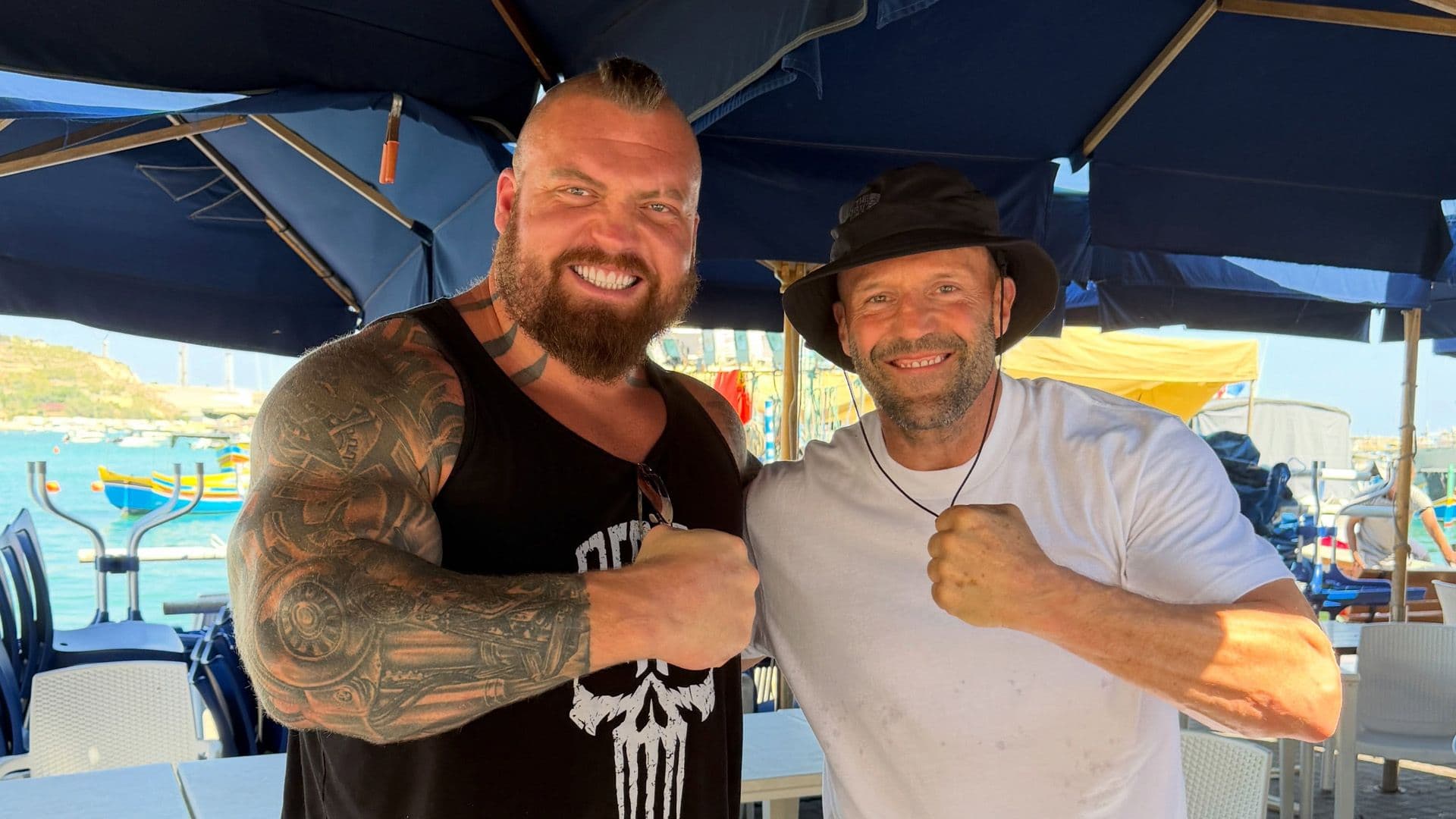 Jason Statham & World’s Strongest Man Eddie Hall Hang Out In Malta