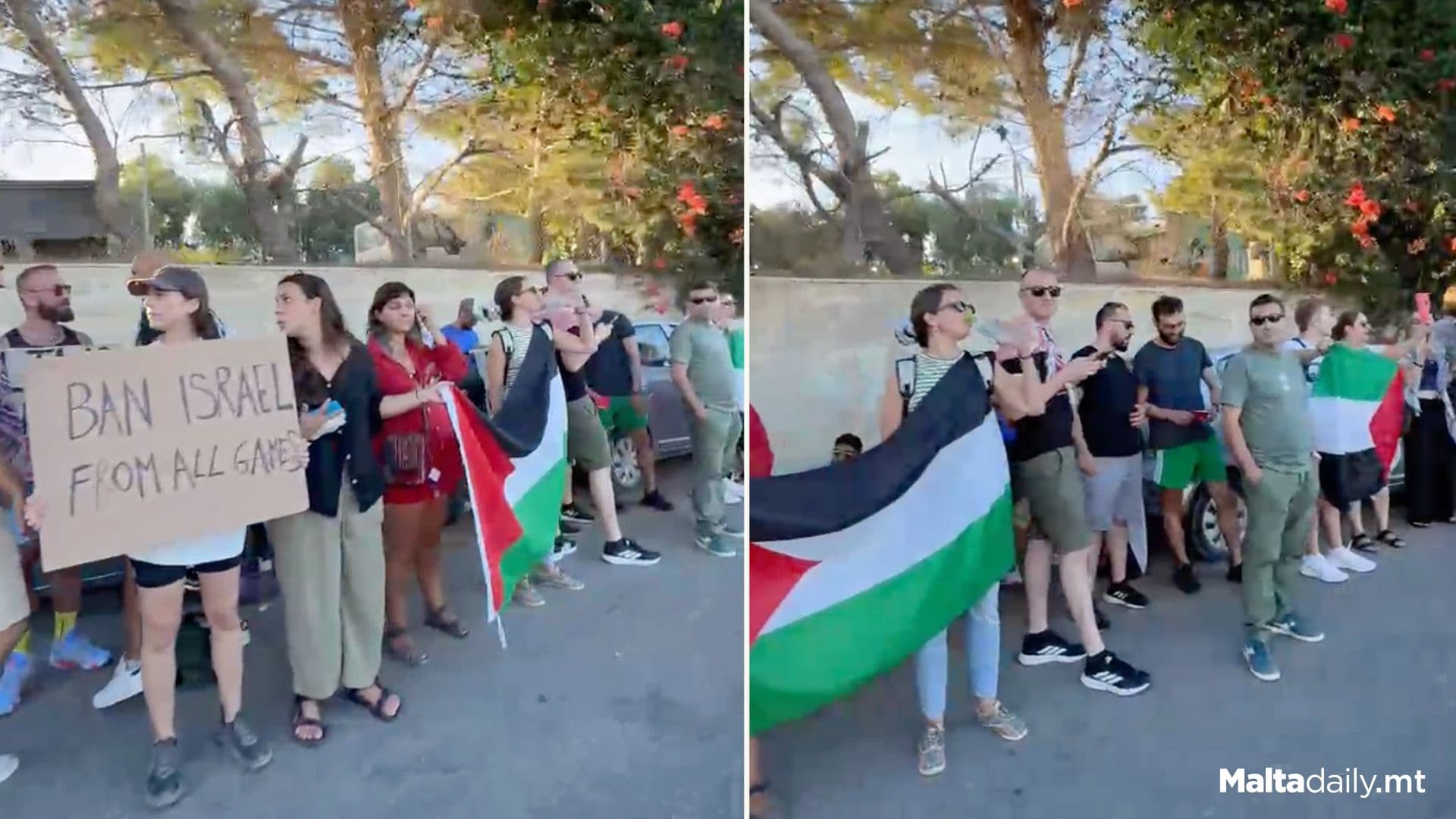 Pro Palestine Protest As Ħamrun Spartans Face Maccabi FC