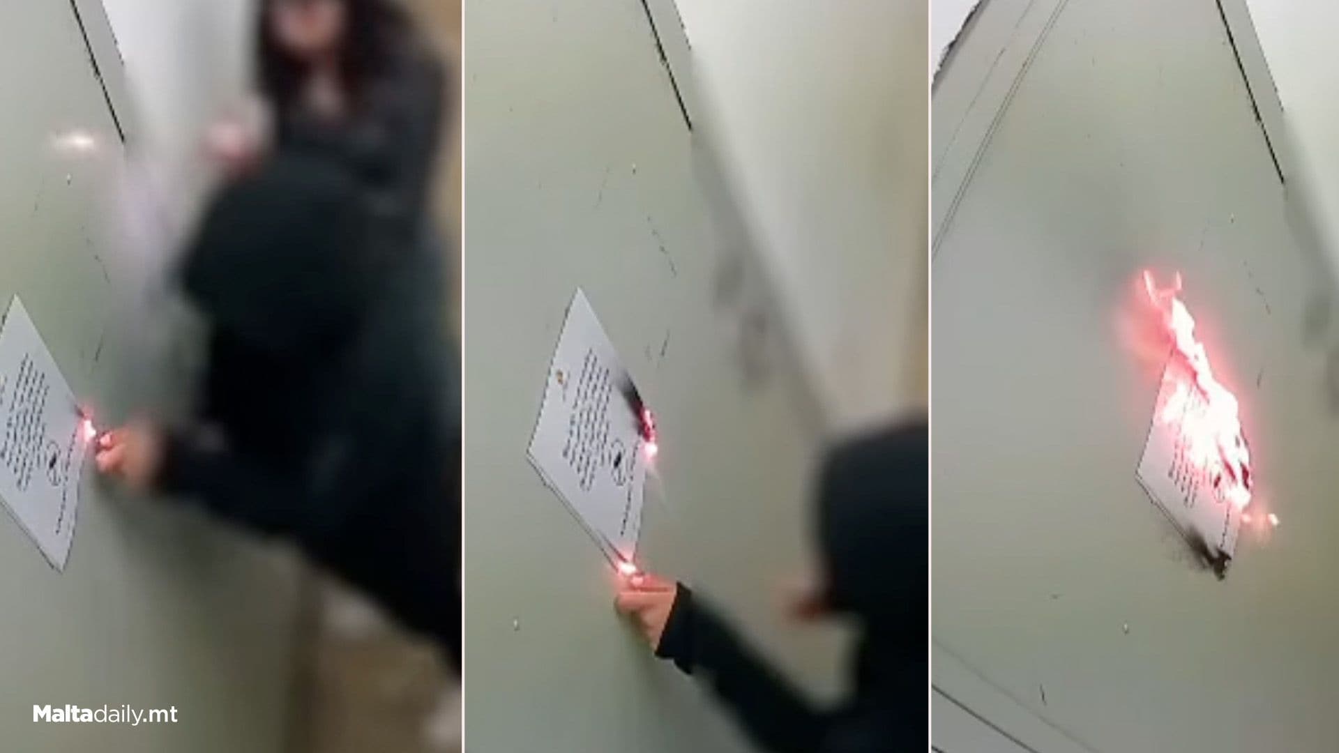 Valletta Lift Door Notice Set On Fire