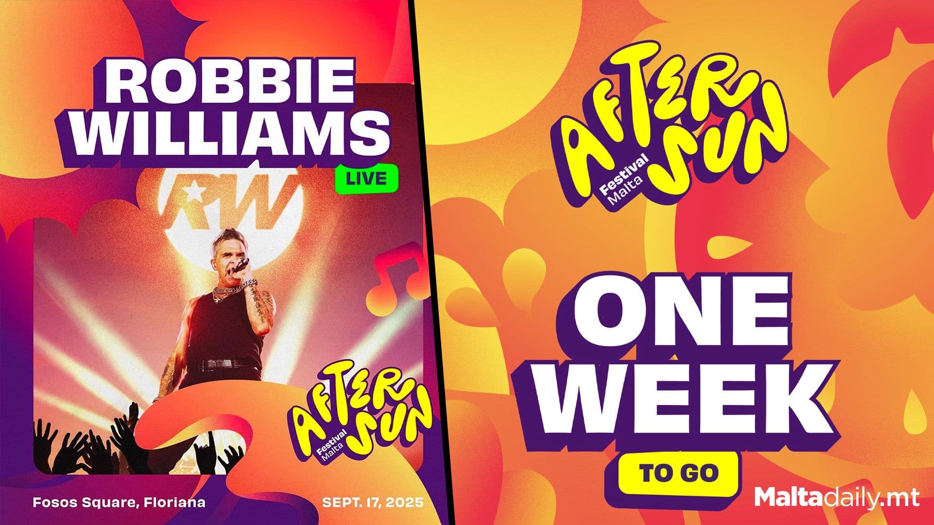 One Week To Go! Robbie Williams Returns To Malta For Aftersun Festival