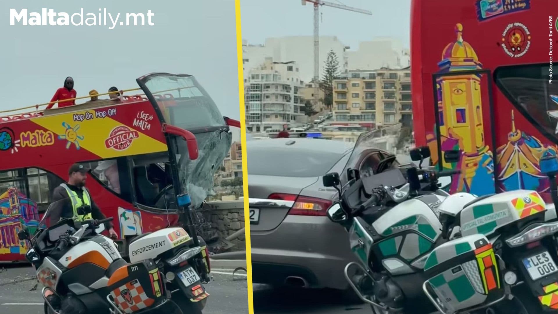 Sightseeing Bus Crashes Into Wall On Coast Road