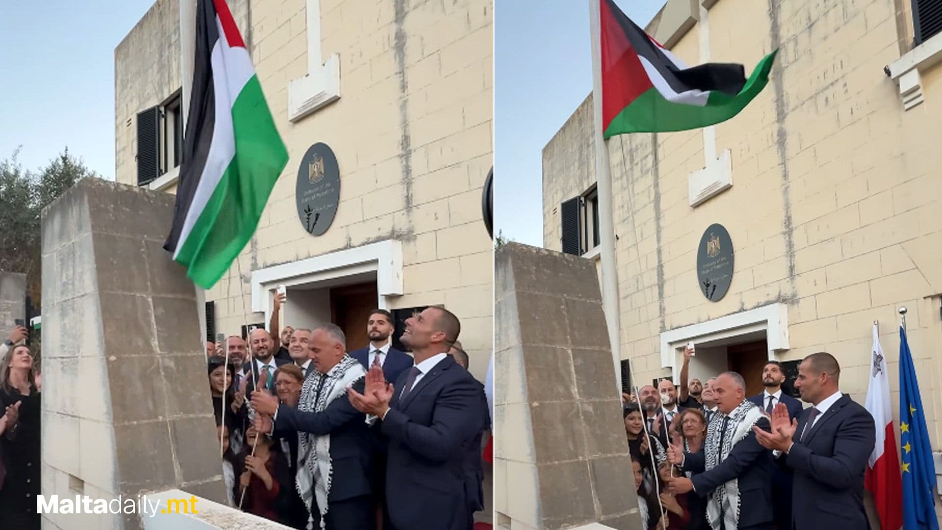 Flag Of Palestine Raised At Swieqi Embassy