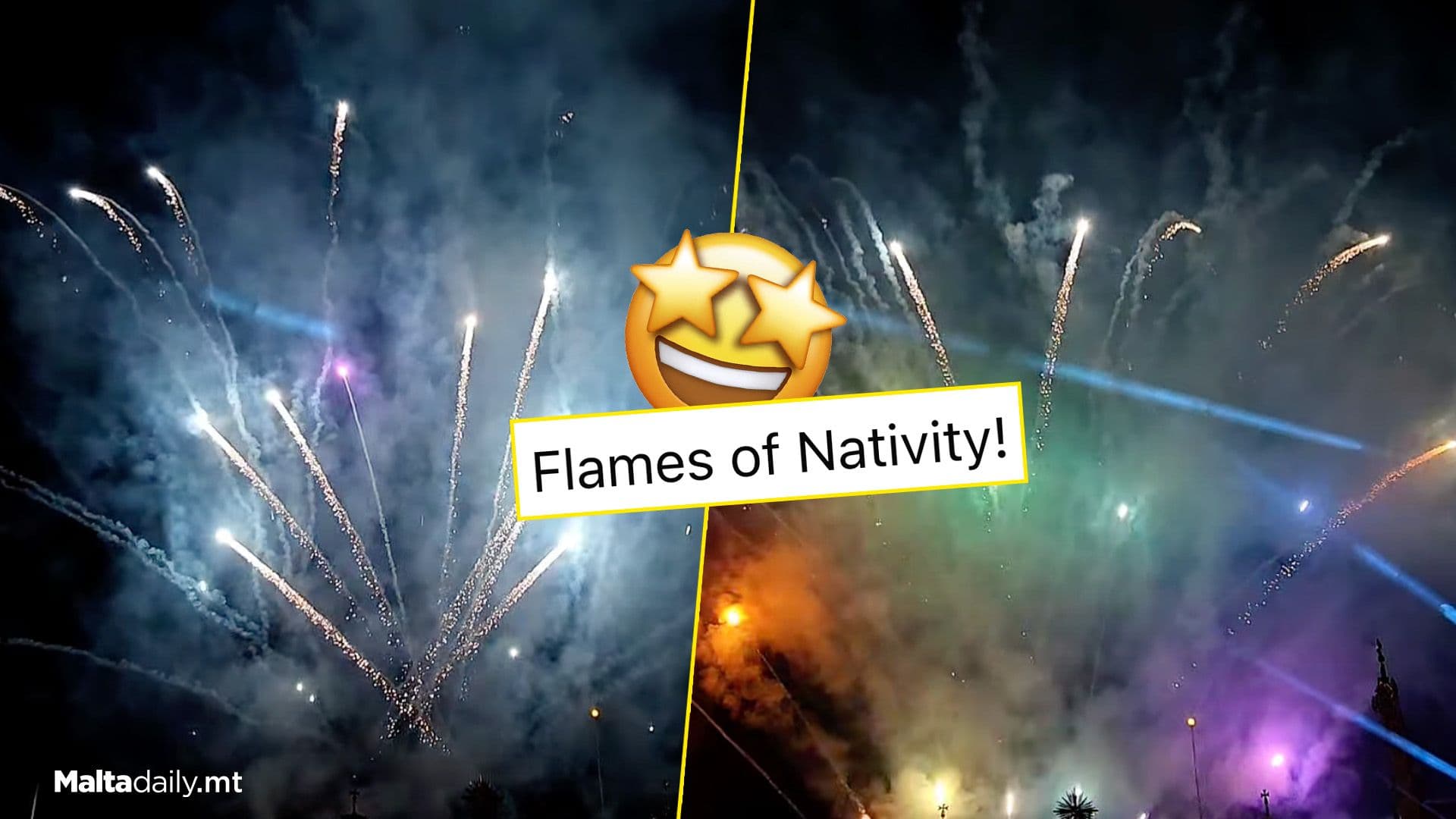 Flames Of Nativity Fireworks Show Over Xewkija, Gozo