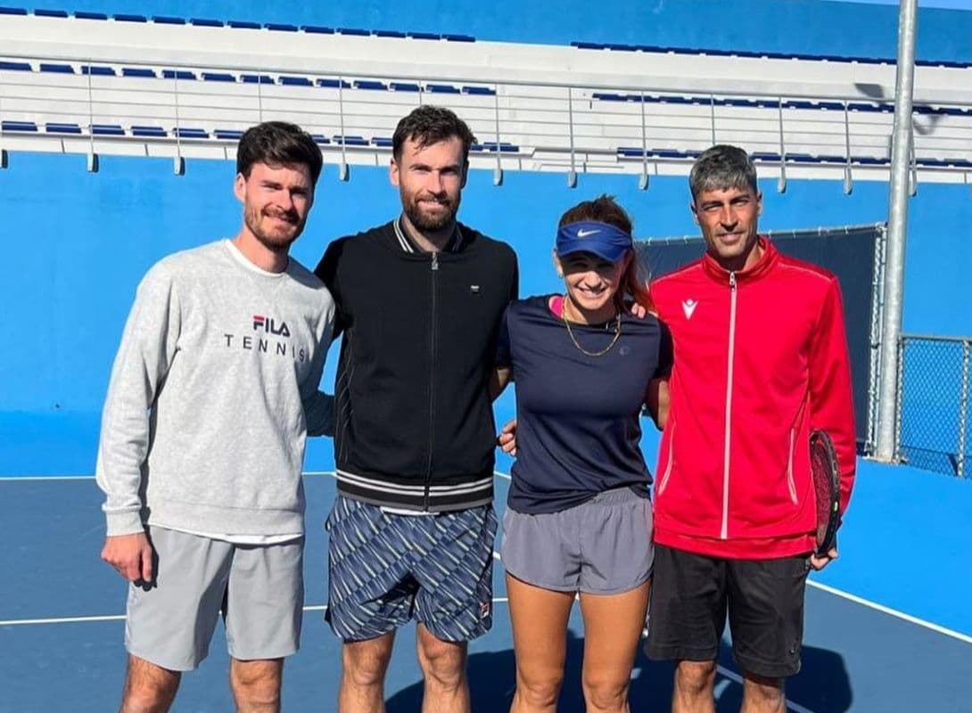 QUENTIN HALYS TRAINS AT NATIONAL TENNIS CENTRE WITH ELAINE GENOVESE AND COACH ALBERTO GIL DEOCAL