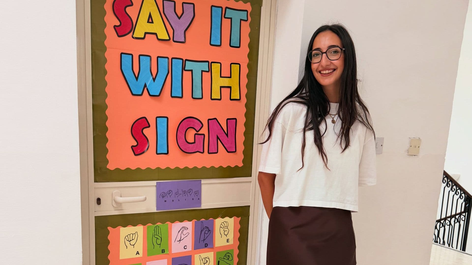 Sign Language Guide Set Up At Local School For Students