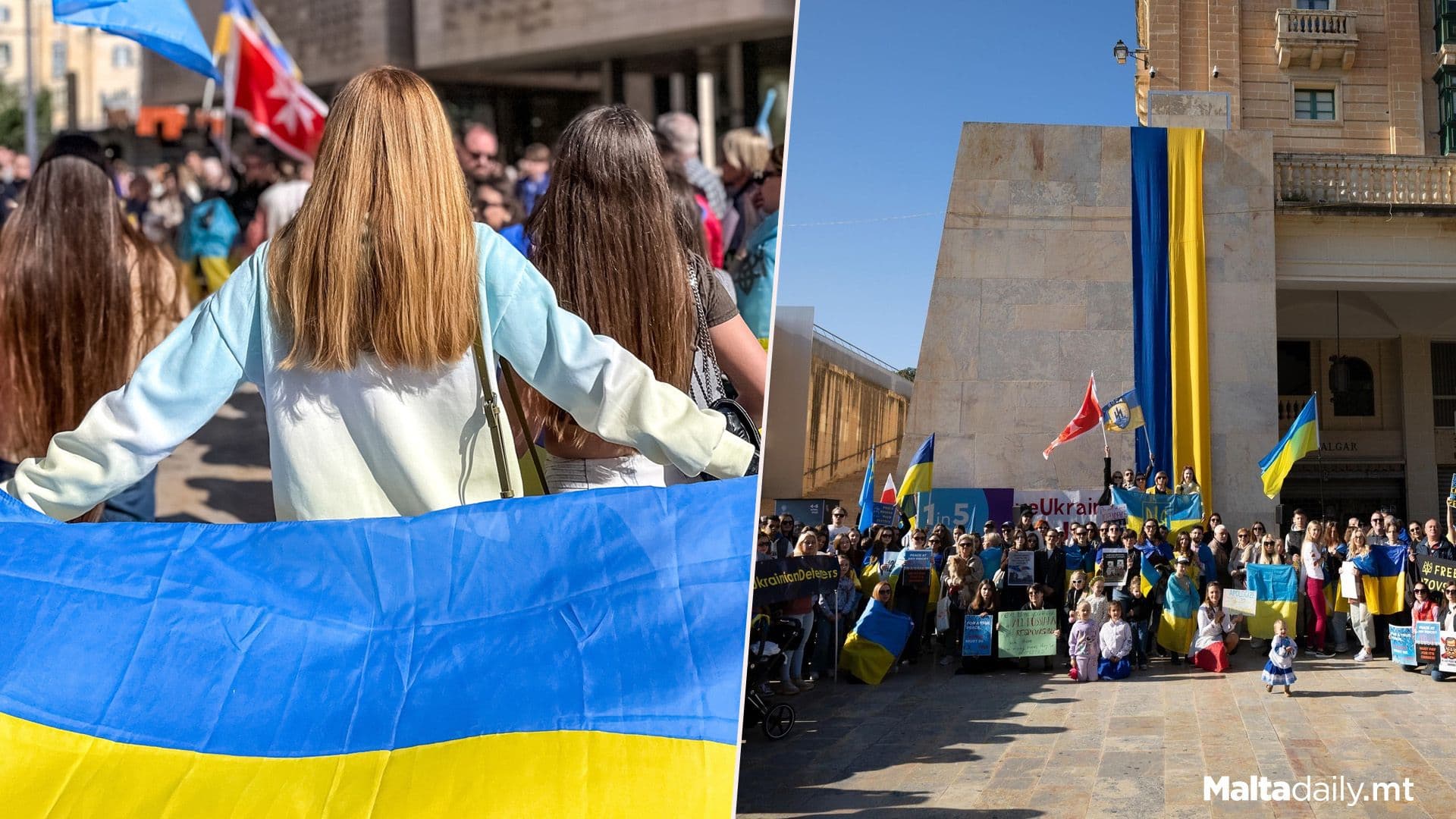 Valletta Demonstration On Russian Invasion Of Ukraine Anniversary