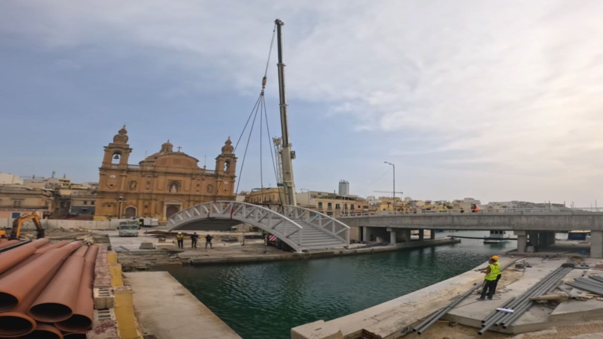 Pedestrian Bridge Linking Msida Church Square Set In Place