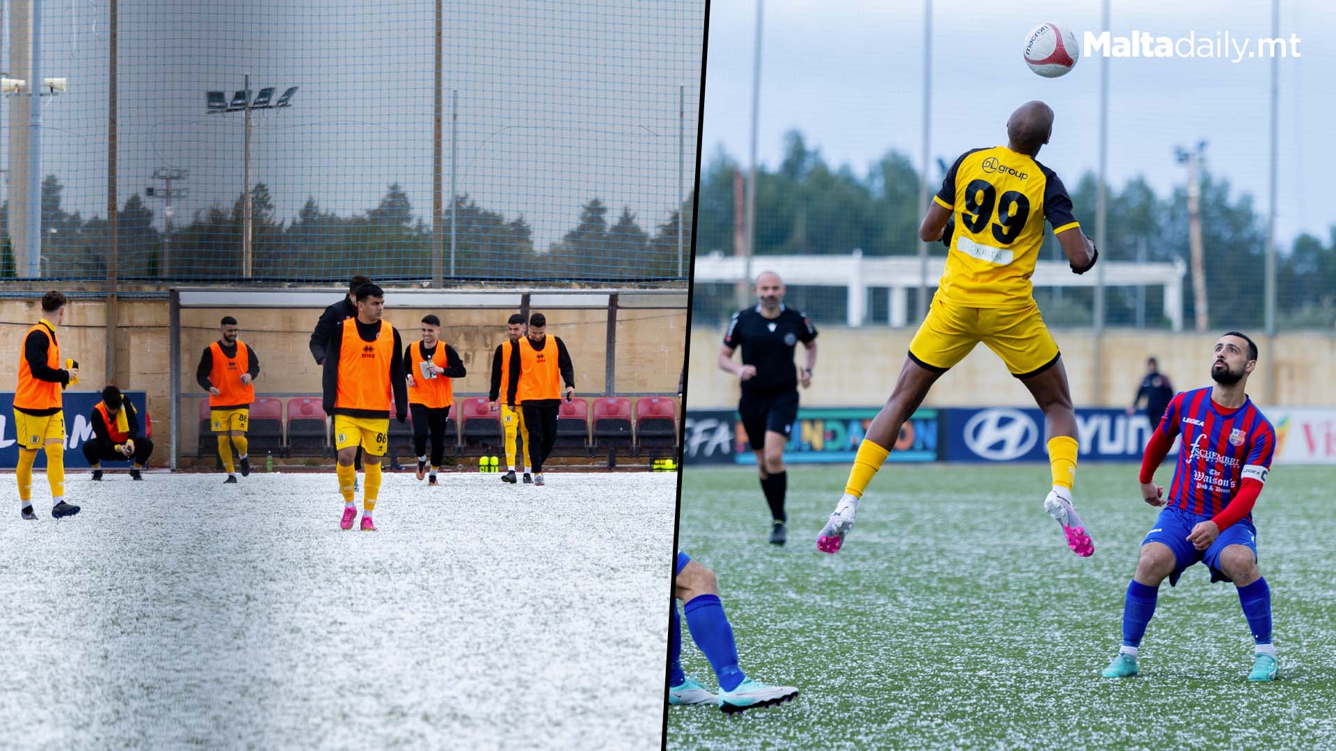 Zabbar VS Marsa Football Match Briefly Stopped Due To Hailstorm