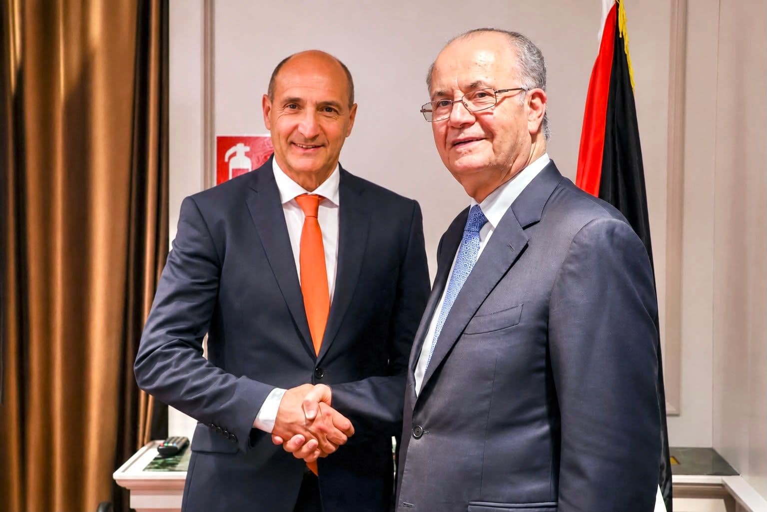 Minister For Foreign Affairs Chris Fearne Meets Palestinian Prime Minister Mohammad Mustafa