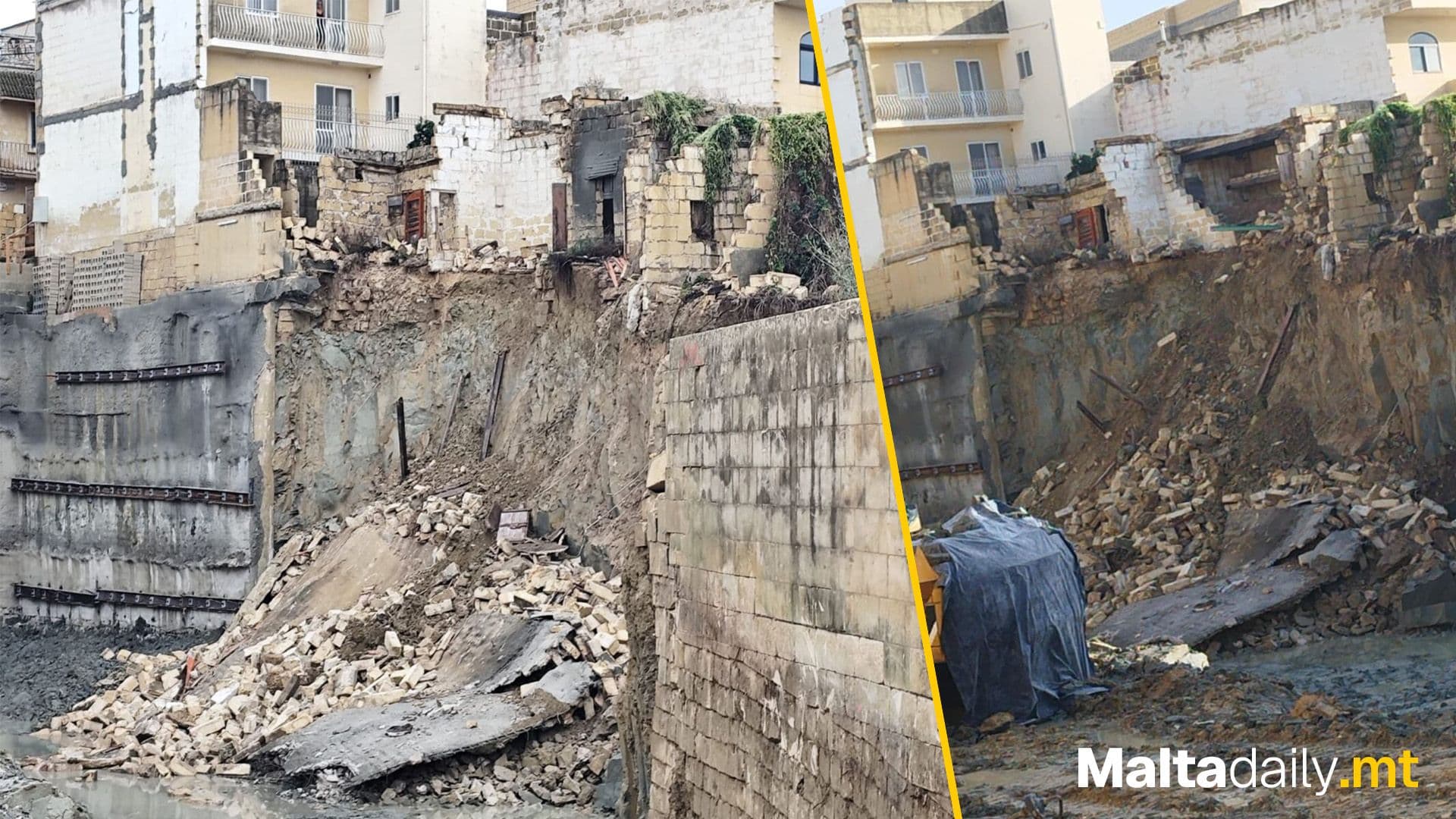 Building Near Construction Site Collapses In Victoria, Gozo