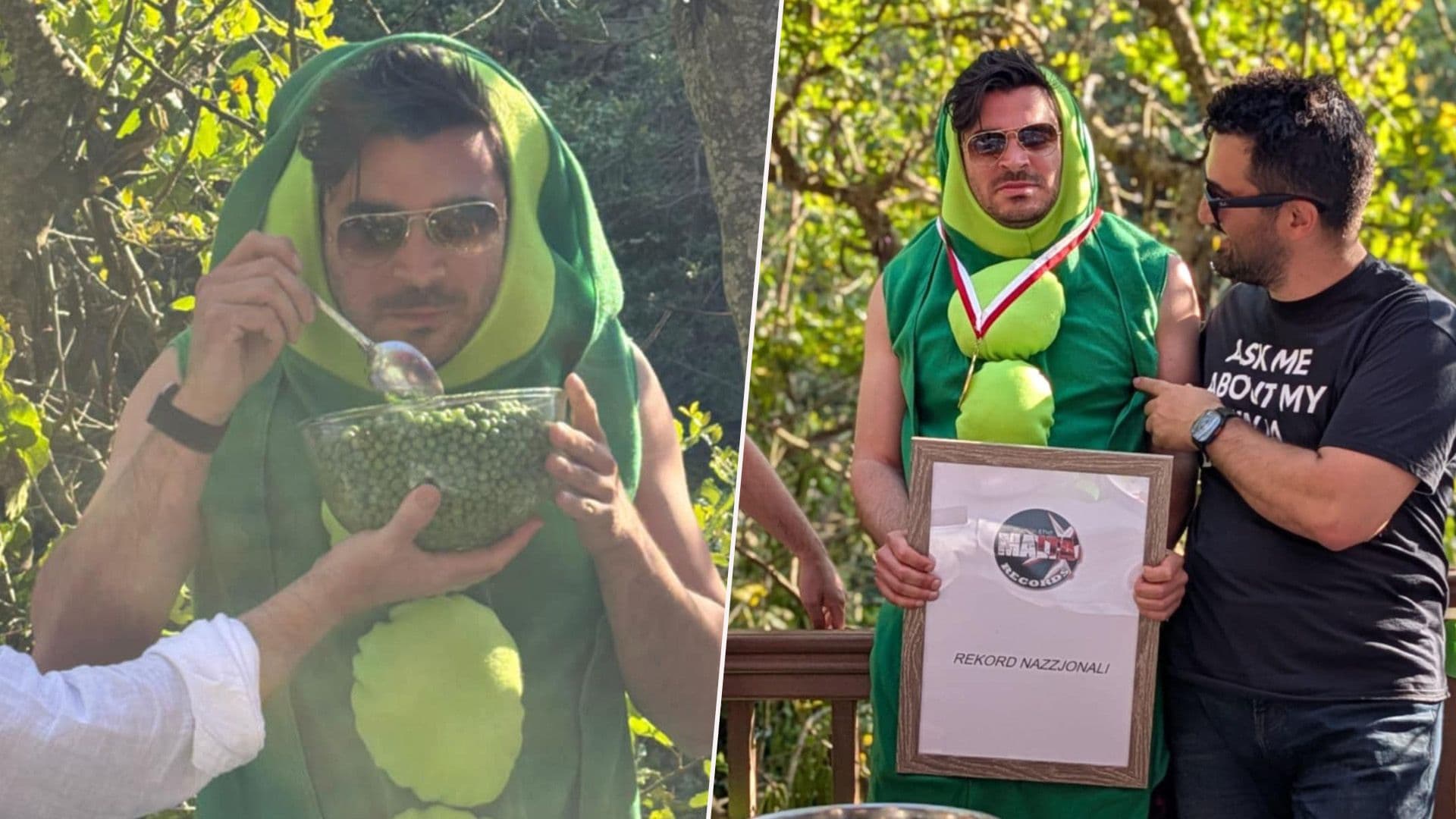 Man Dressed In Giant Pea Costume Breaks Local Record By Eating 990 Grams Of Peas