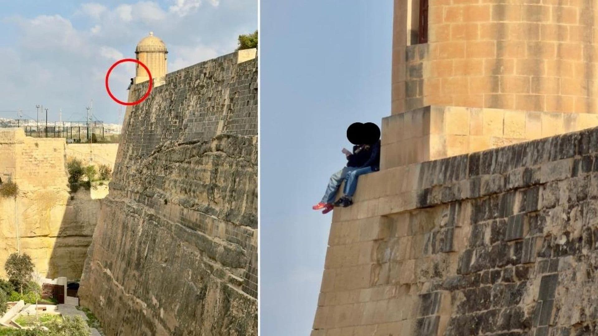 Youths Photographed Sitting & Smoking On Valletta’s Bastion Edge