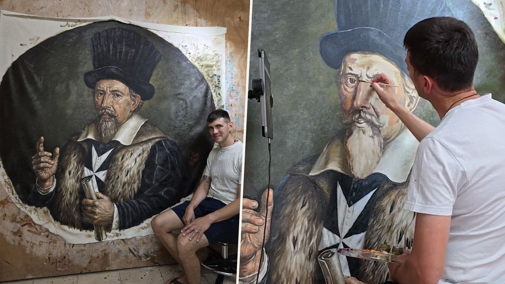 Local Artist Paints Knight Grand Master Antione De Paule Pavilion