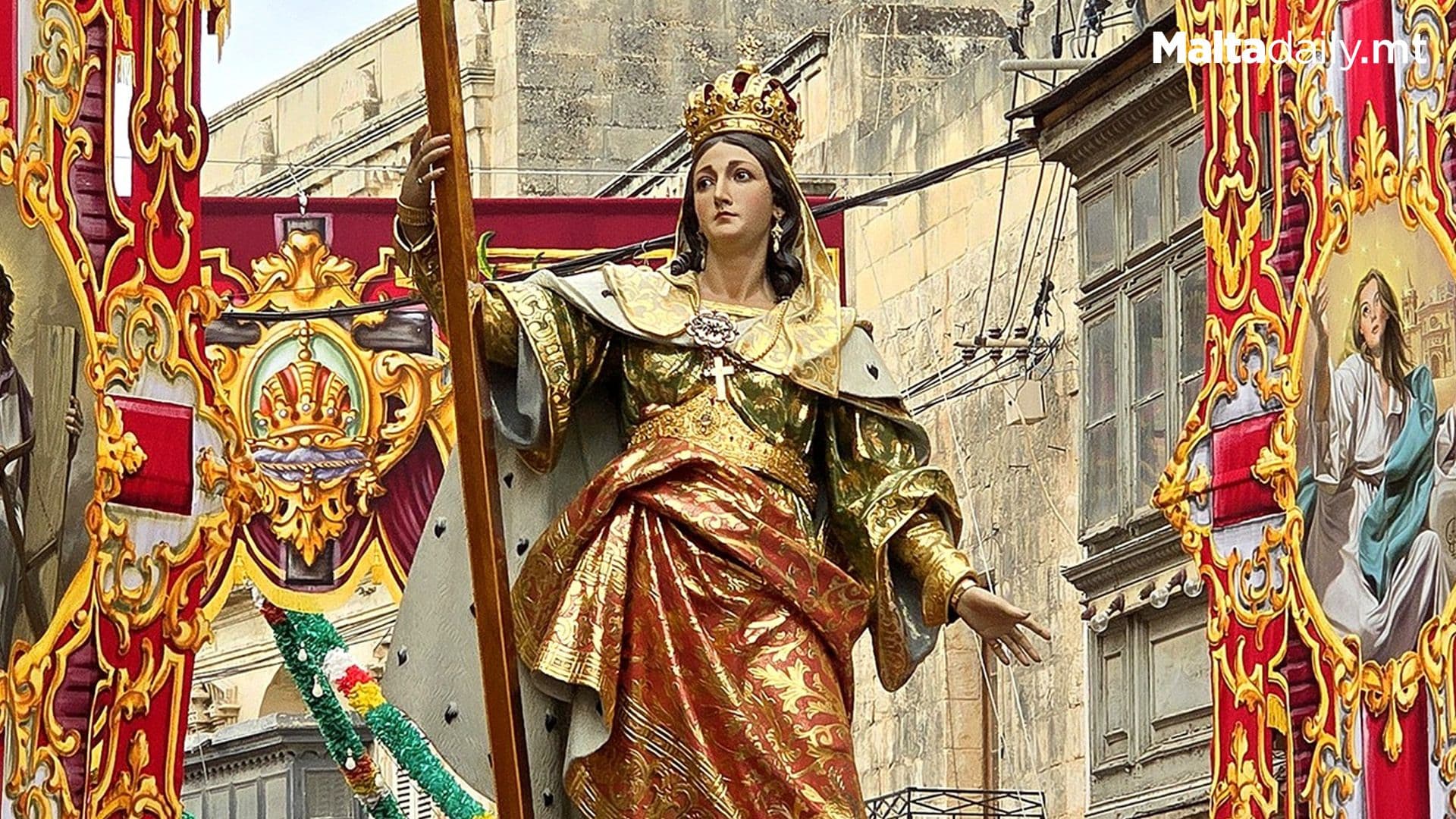 Traditional Run With Statue Of St. Helen At Birkirkara Festival