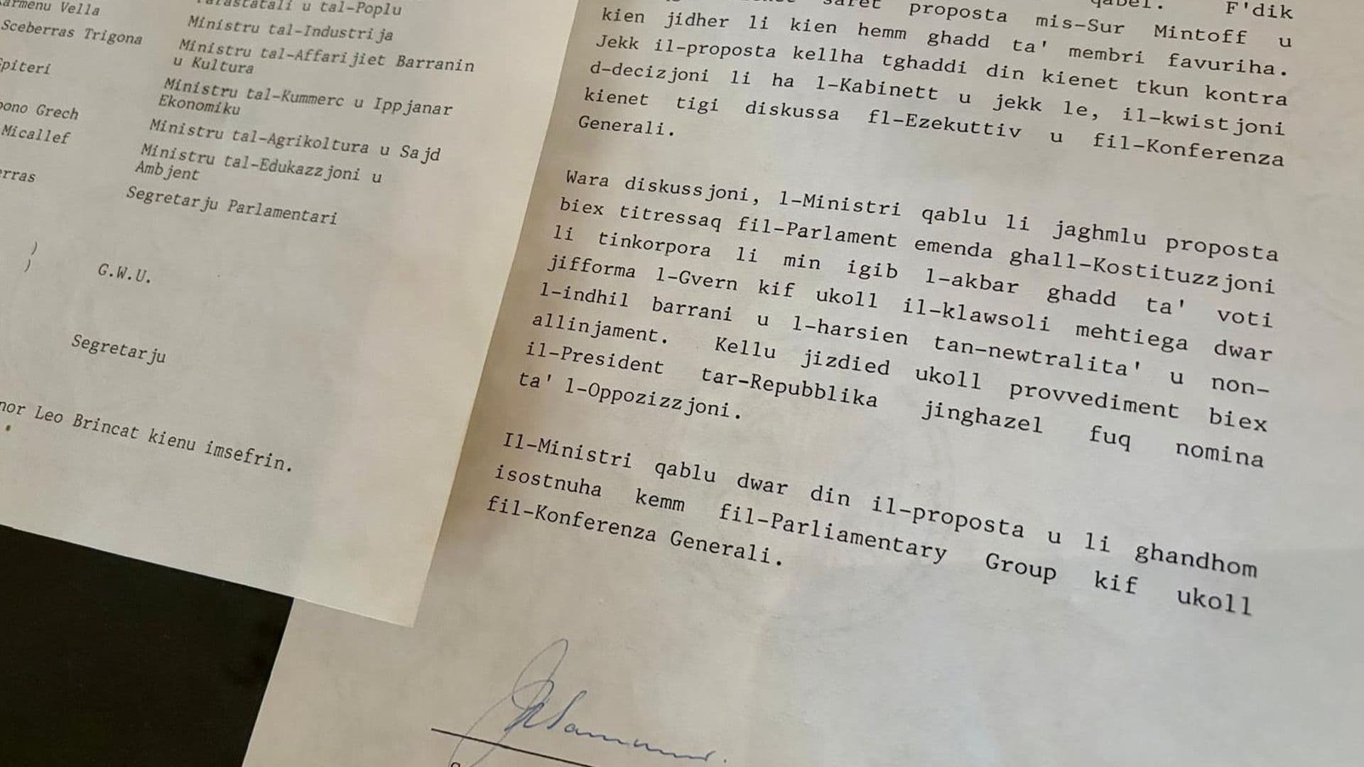 Excerpts From Minutes Of Past Cabinet Meetings Exhibited For 1st Time