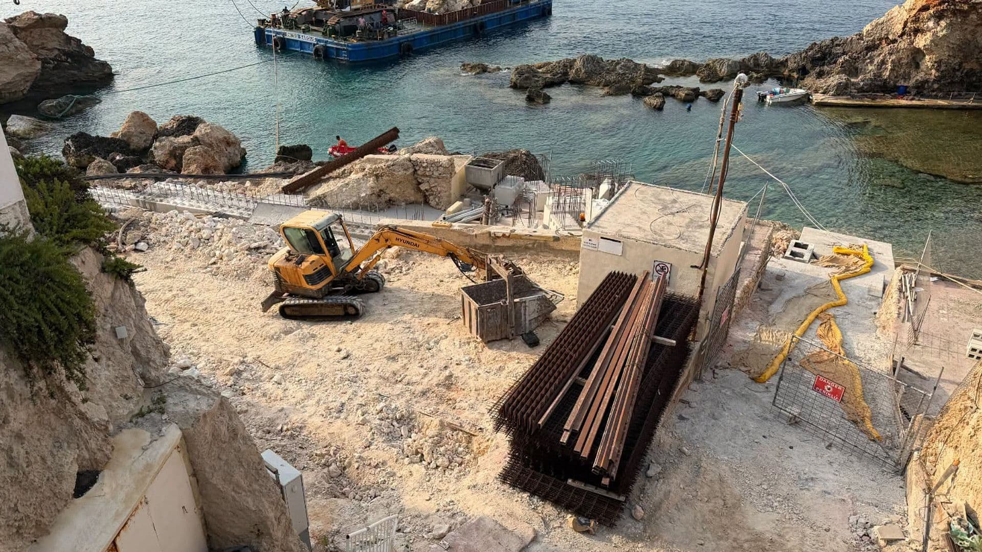 Works Ongoing At Għar Lapsi After Storm Harry Damages