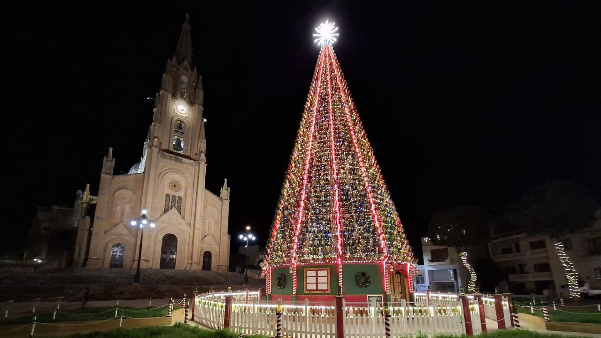 Għajnsielem Christmas Tree Grows To 20 Metres & 7,000+ Recycled Bottles