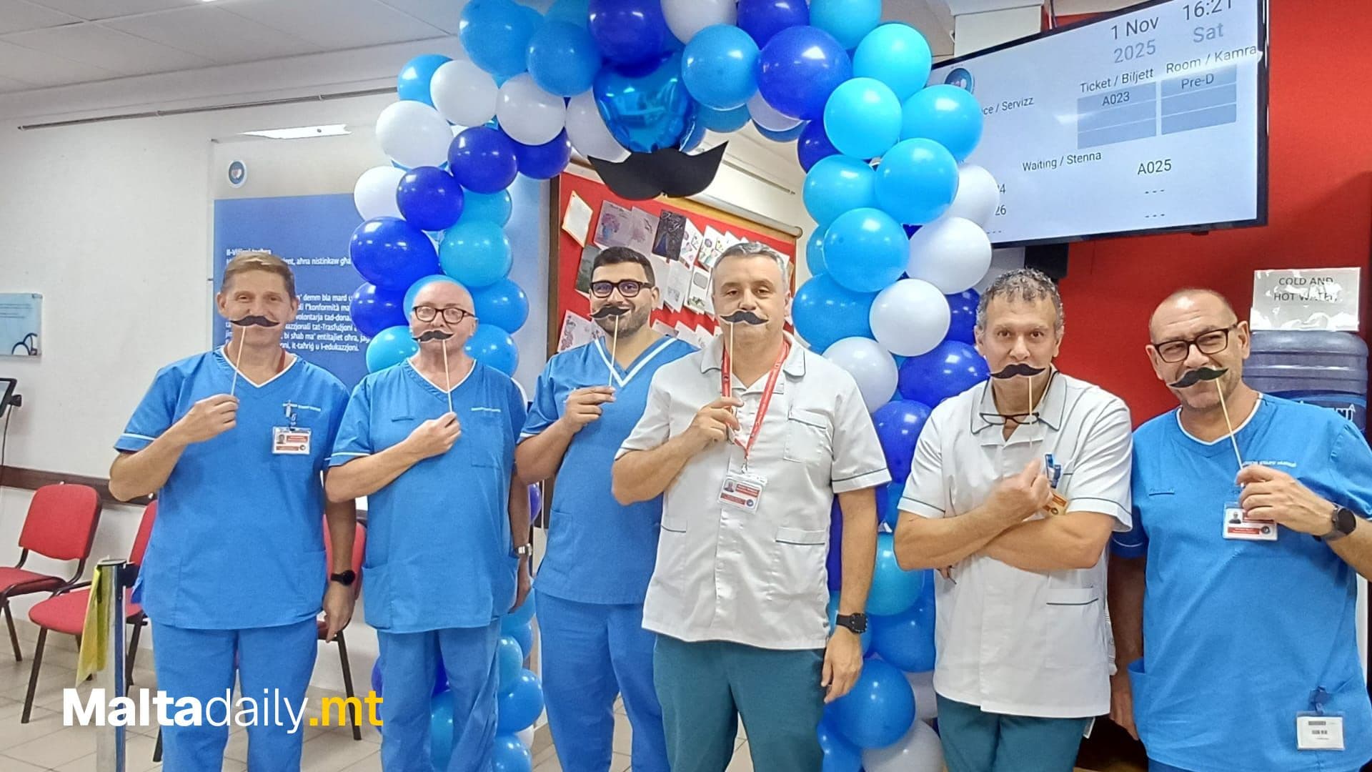 Several Male Colleagues At Malta Blood Centre Proudly Support Movember