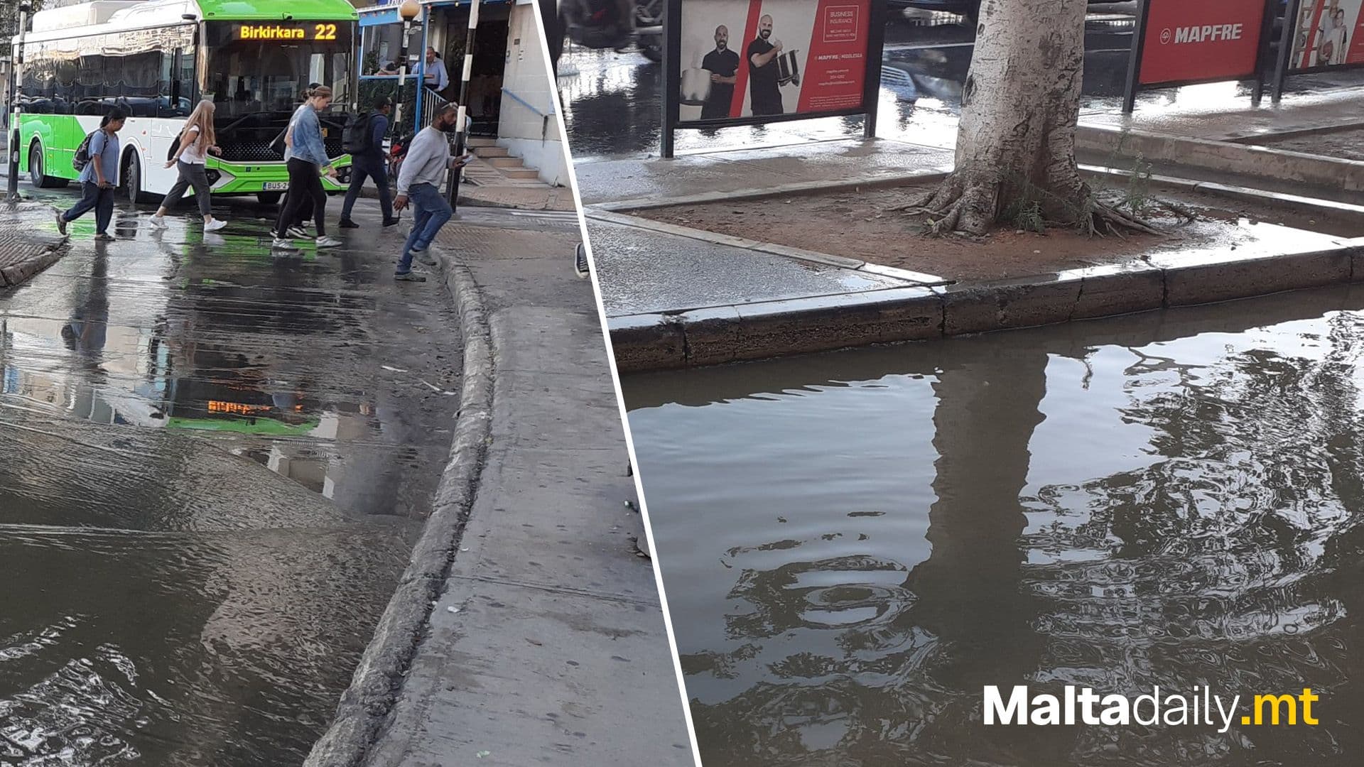 Flooded Msida Bus Stops Spark Complaints Over Drainage Problems