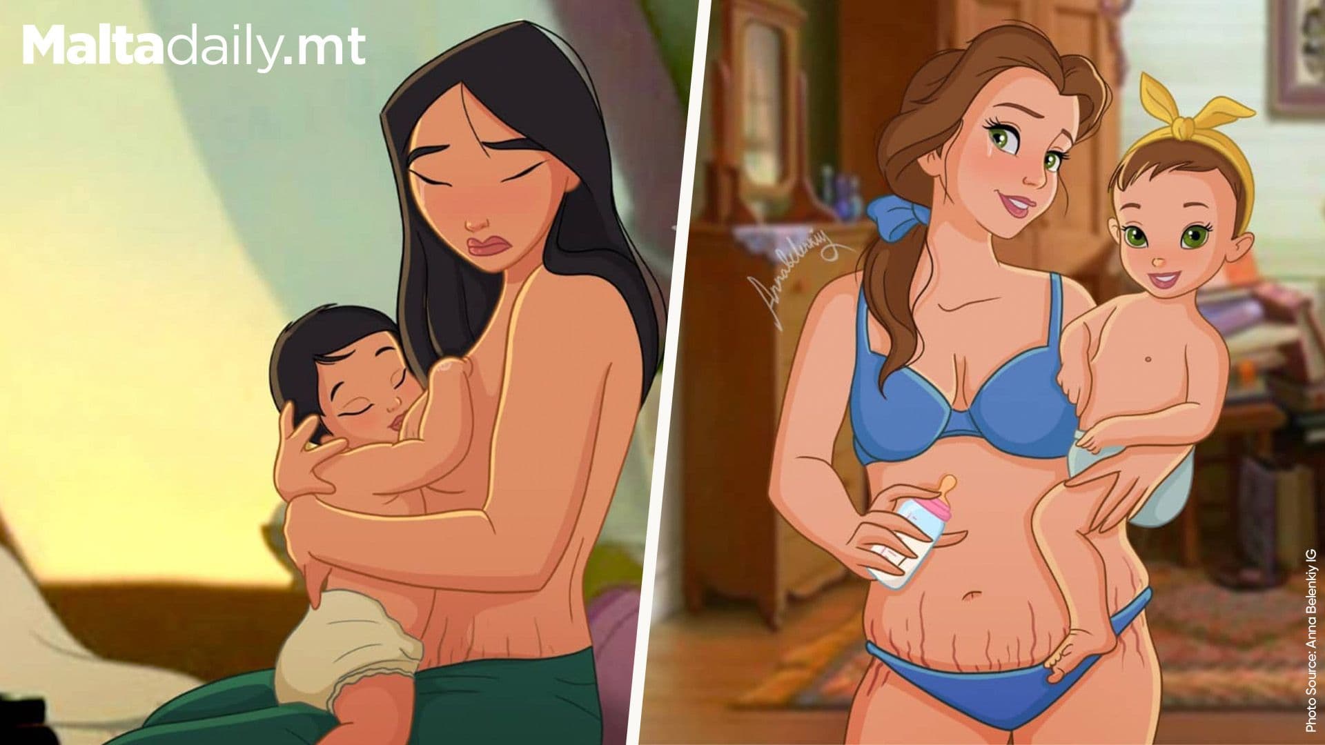 Artist Transforms Disney Princesses With Realistic Take On Motherhood