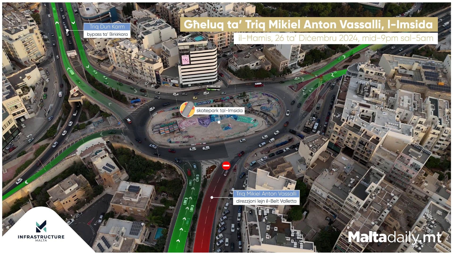 Road Closures Around Msida Scheduled for Tonight