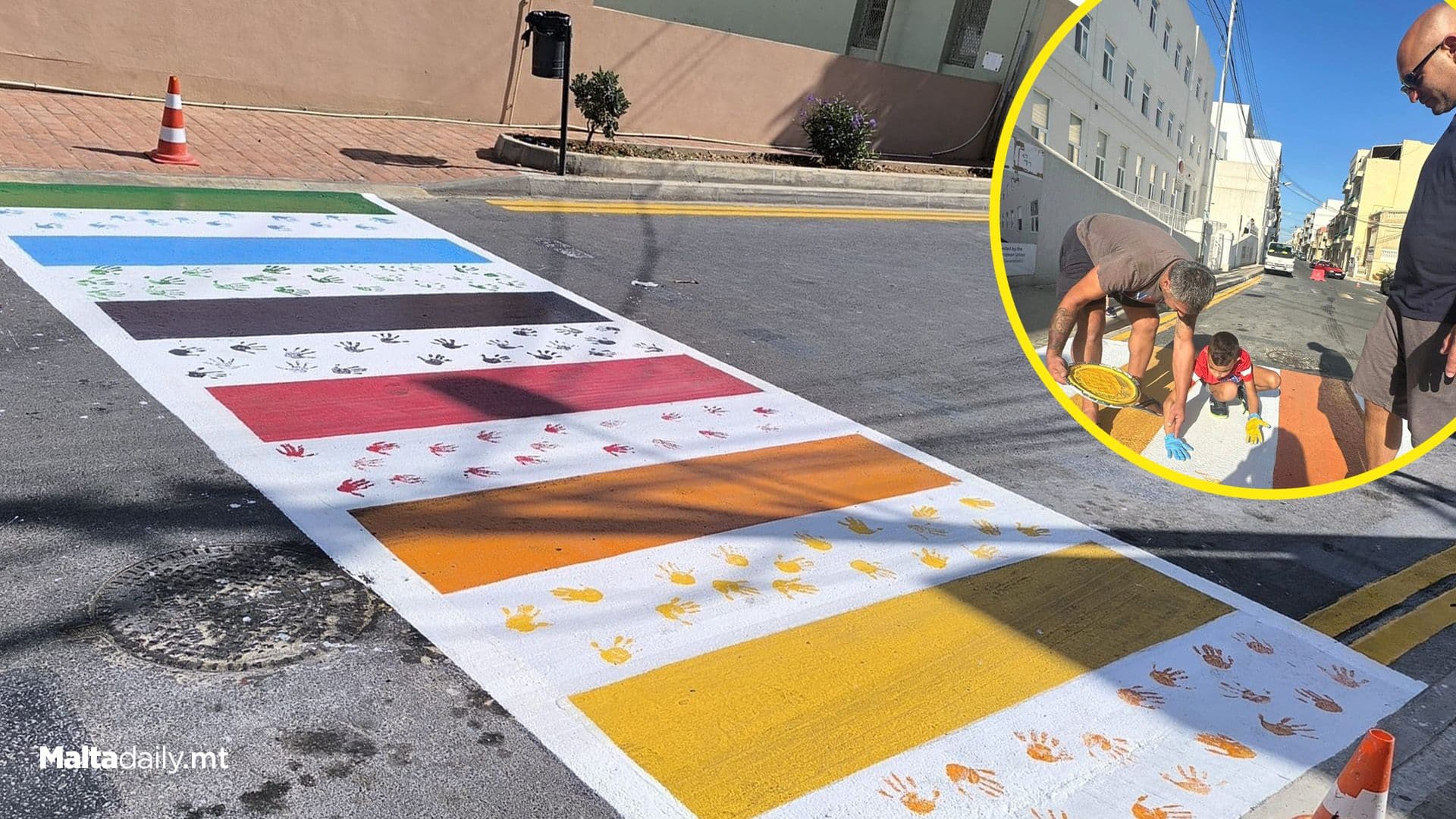 Ħal Għaxaq Council Unveils Colorful Zebra Crossing in Collaboration with Local Schoolchildren