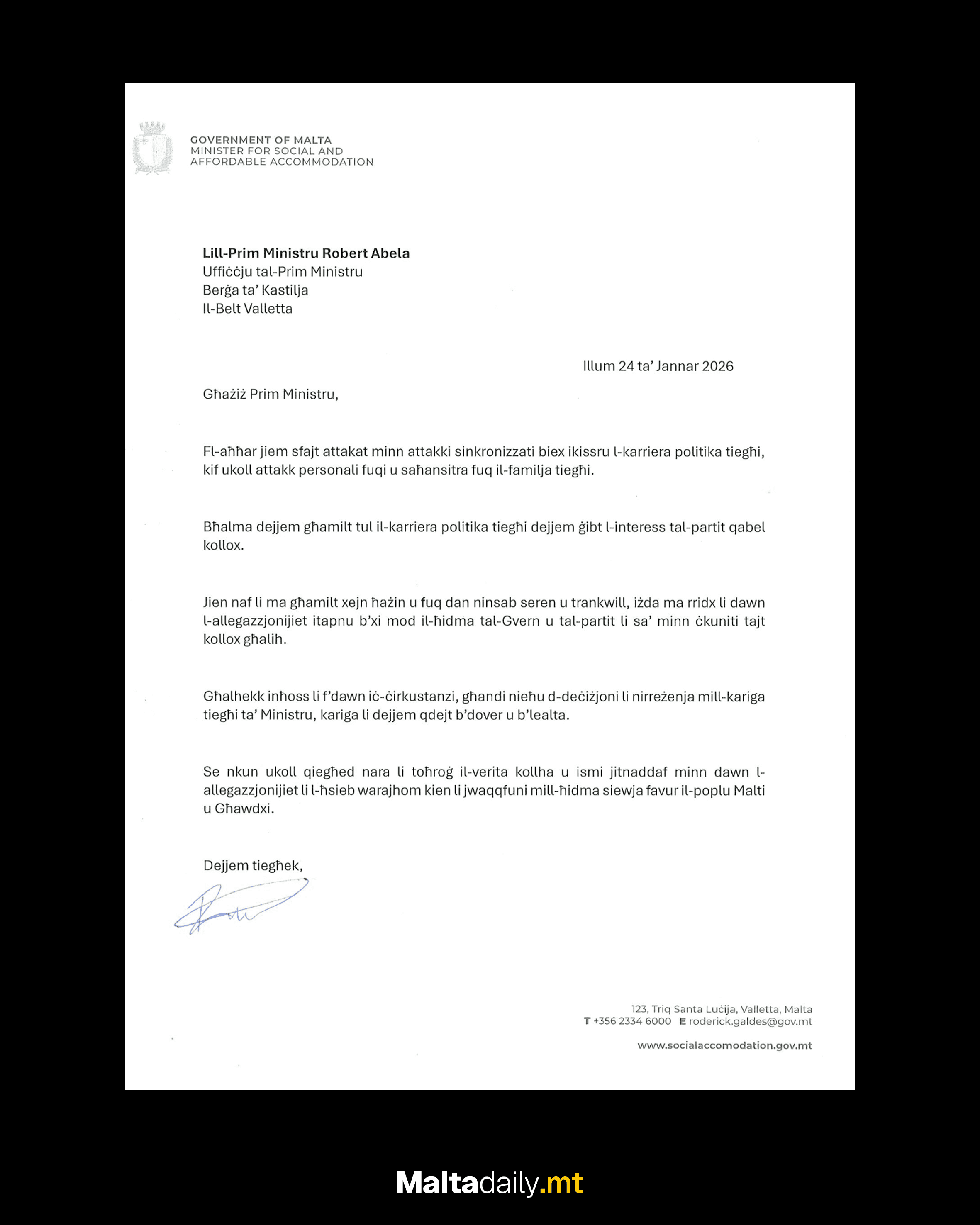 BREAKING: Minister Roderick Galdes Resigns