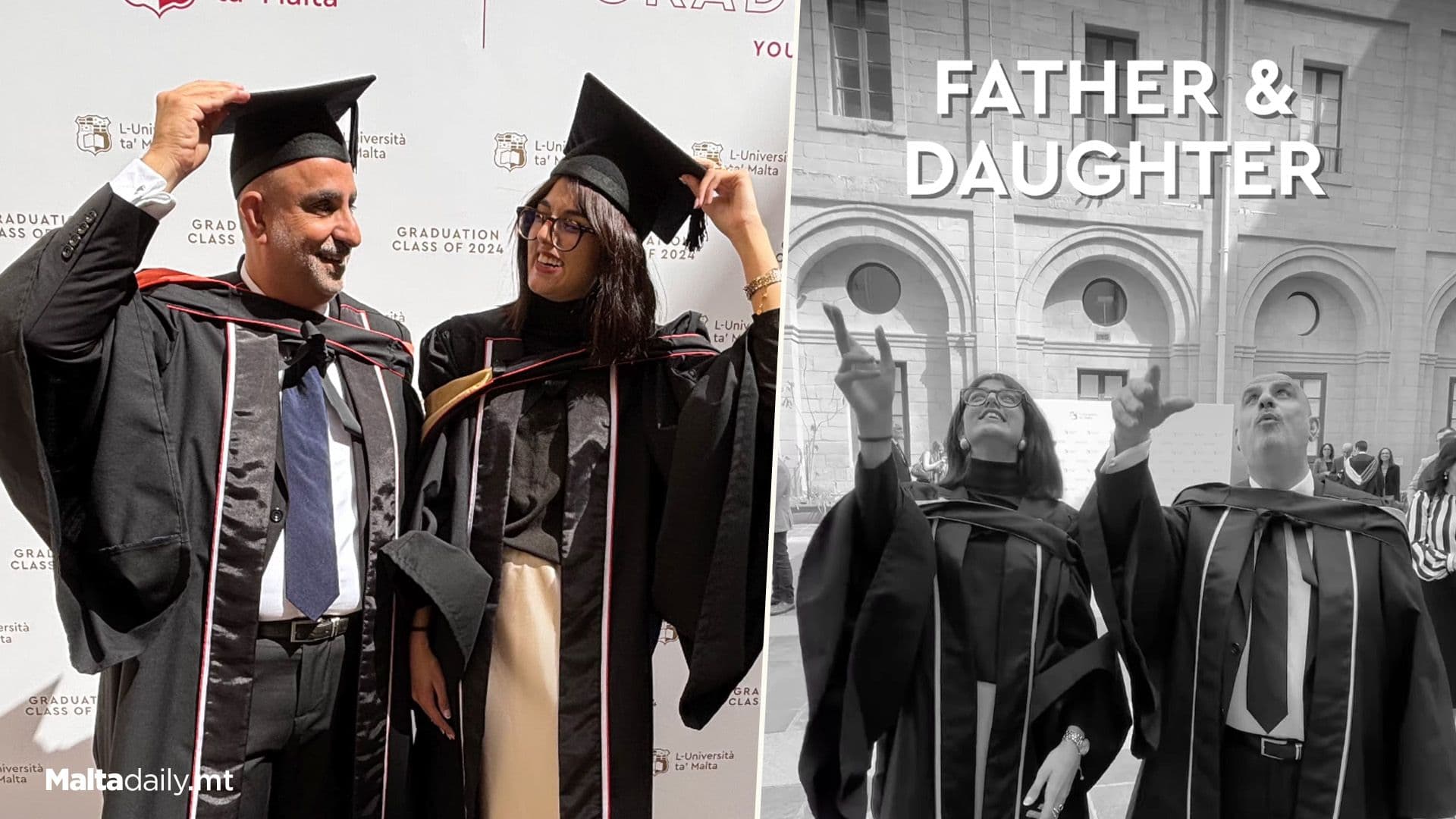Daughter & Father Graduate Together From University Of Malta
