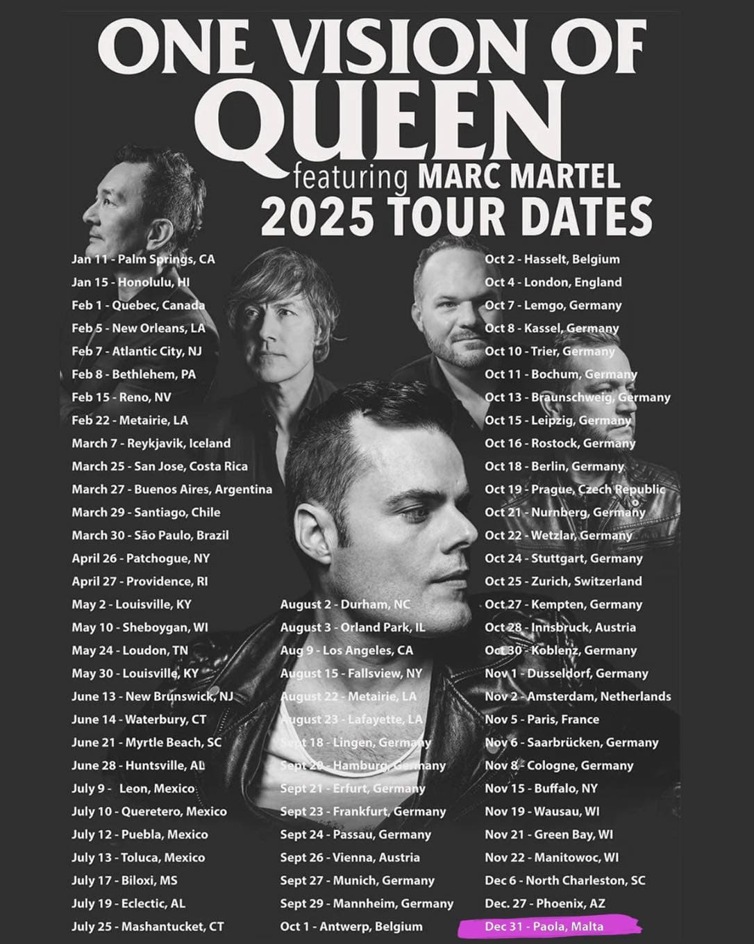 One Vision Of Queen With Marc Martel To Perform In Malta This New Year’s Eve