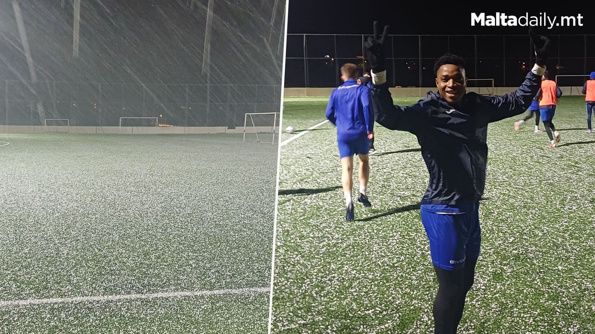 Sannat Pitch Covered In Hail Training Still Goes On