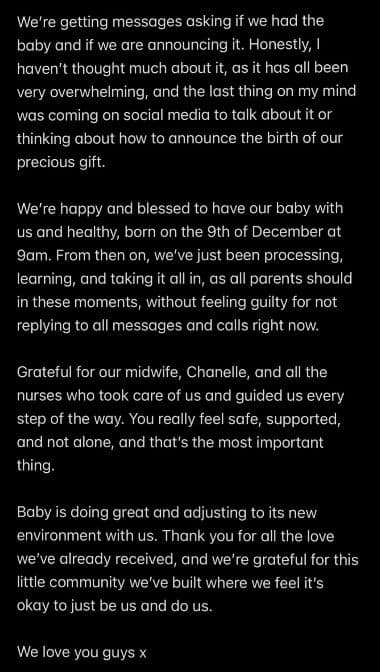 "We've Just Been Processing": Valentina Rossi & Carlo Gerada Welcome Baby